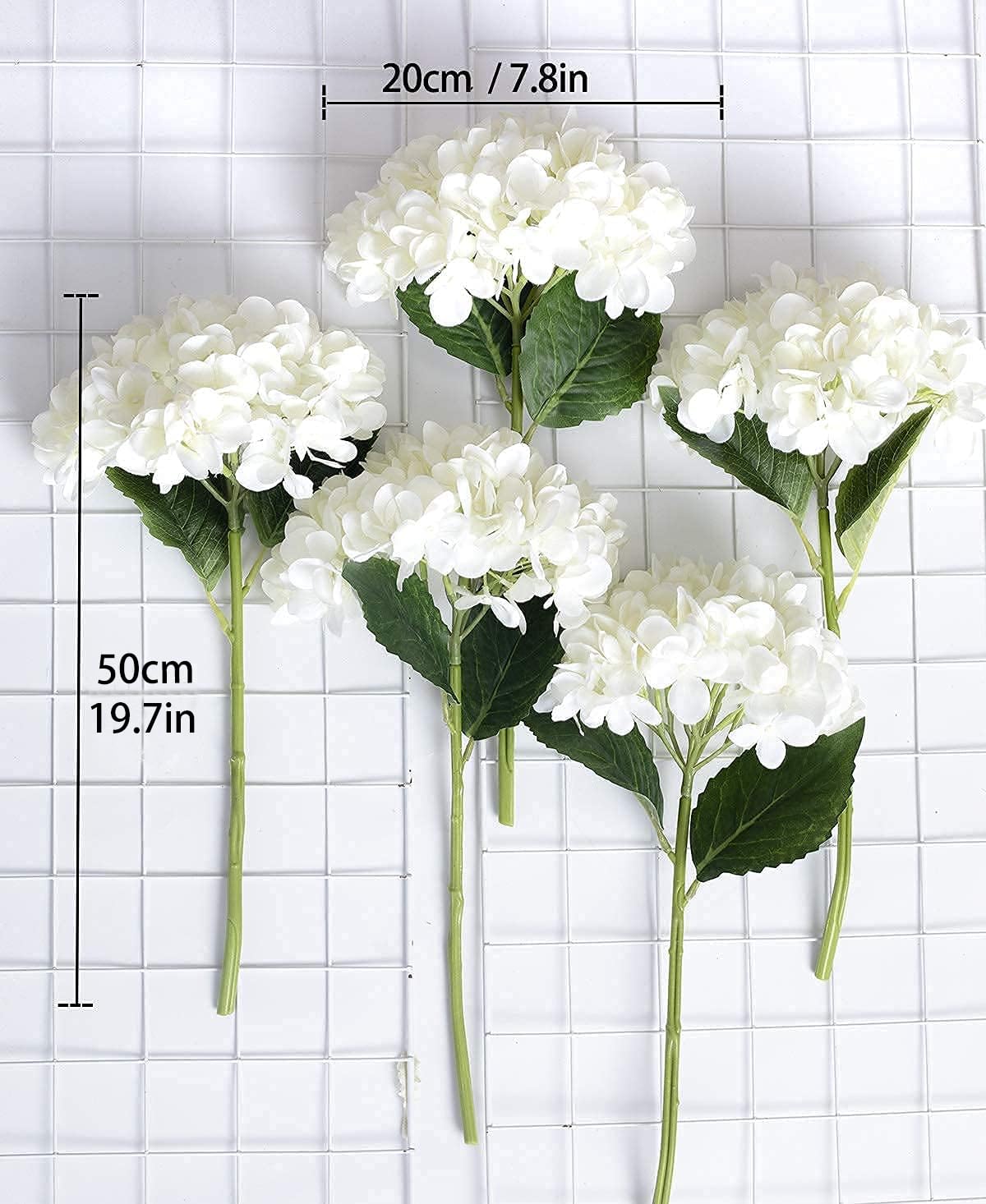 PARTY JOY 12PCS 15.4In Artificial Hydrangea Silk Flowers Bouquet Faux Hydrangea Stems for Wedding Centerpieces Home Decor (White,12pcs)