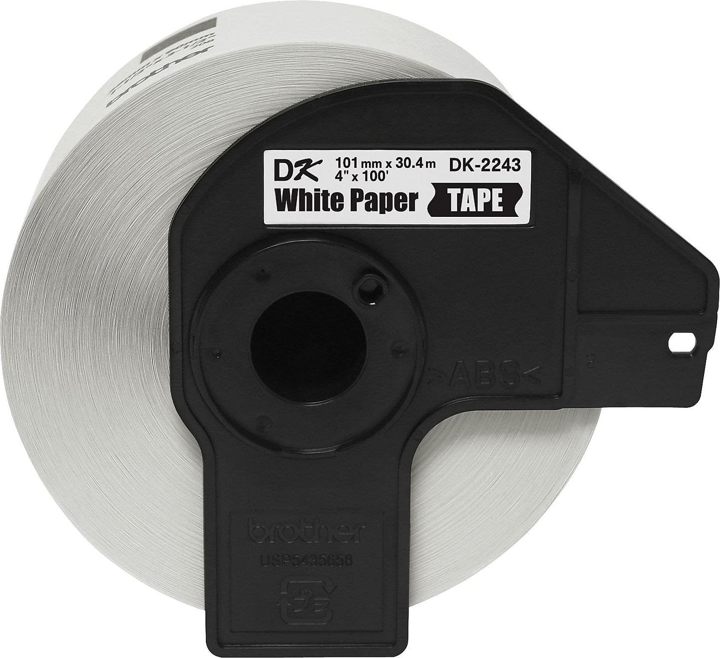 Brother Genuine DK-2243 Continuous Length Black on White Paper Tape for Brother QL Label Printers, 4" x 100' (101mm x 30.4M), 1 Roll per Box, DK2243