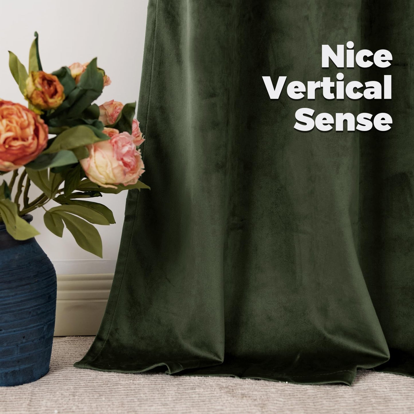 BGment Olive Green Velvet Curtains 96 Inches for Living Room, Thermal Insulated Blackout Curtains Room Darkening Drapes with Back Tab and Rod Pocket for French Door, Set of 2 Panels, 52 x 96 Inch