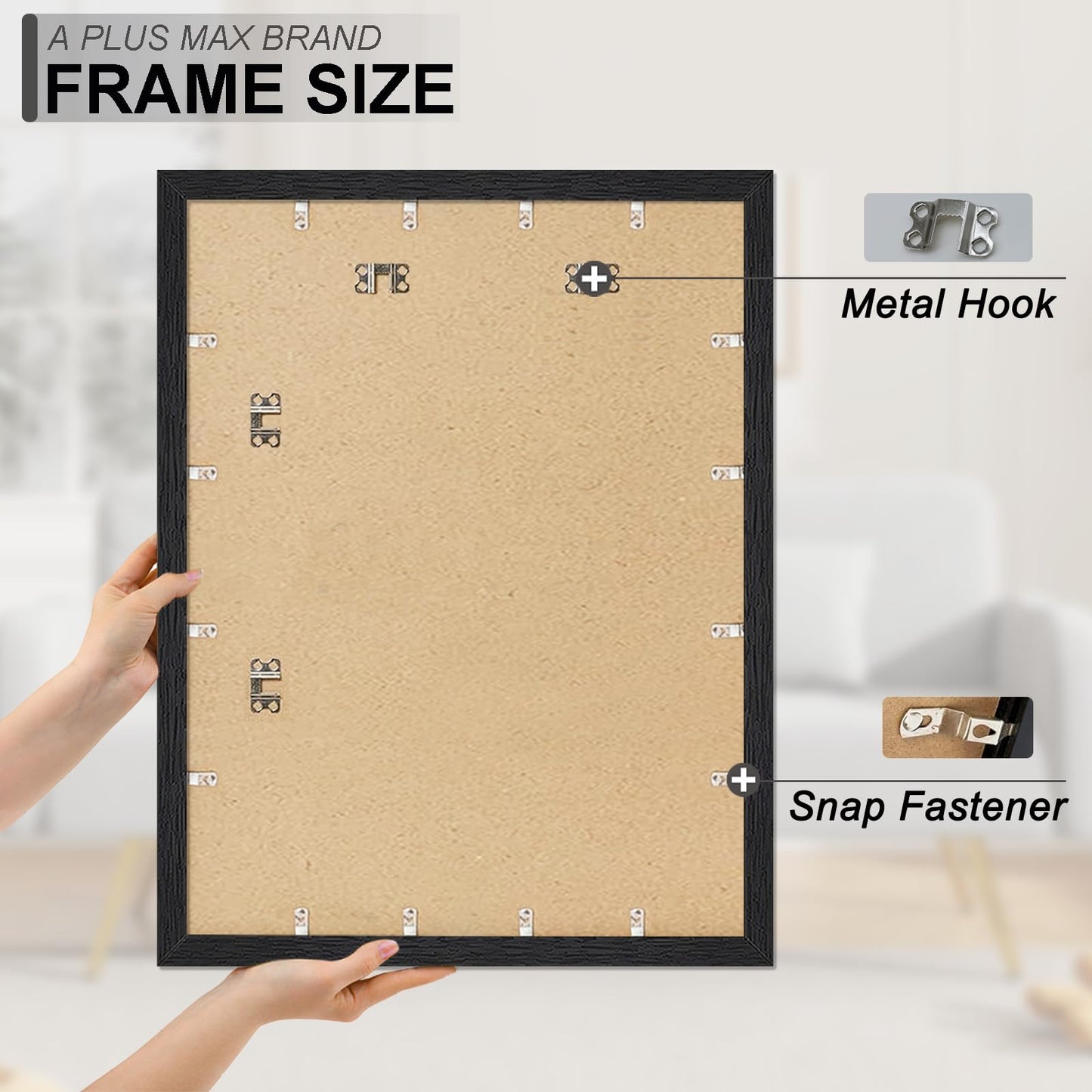 A PLUS MAX 24x36 Picture Frame, Black Engineered Wood Frame for 24 x 36 Inch Picture Poster Photo, Light Weight 24 by 36 Frame with Wood-grain for Wall - 1 Pack/Black/24 x36