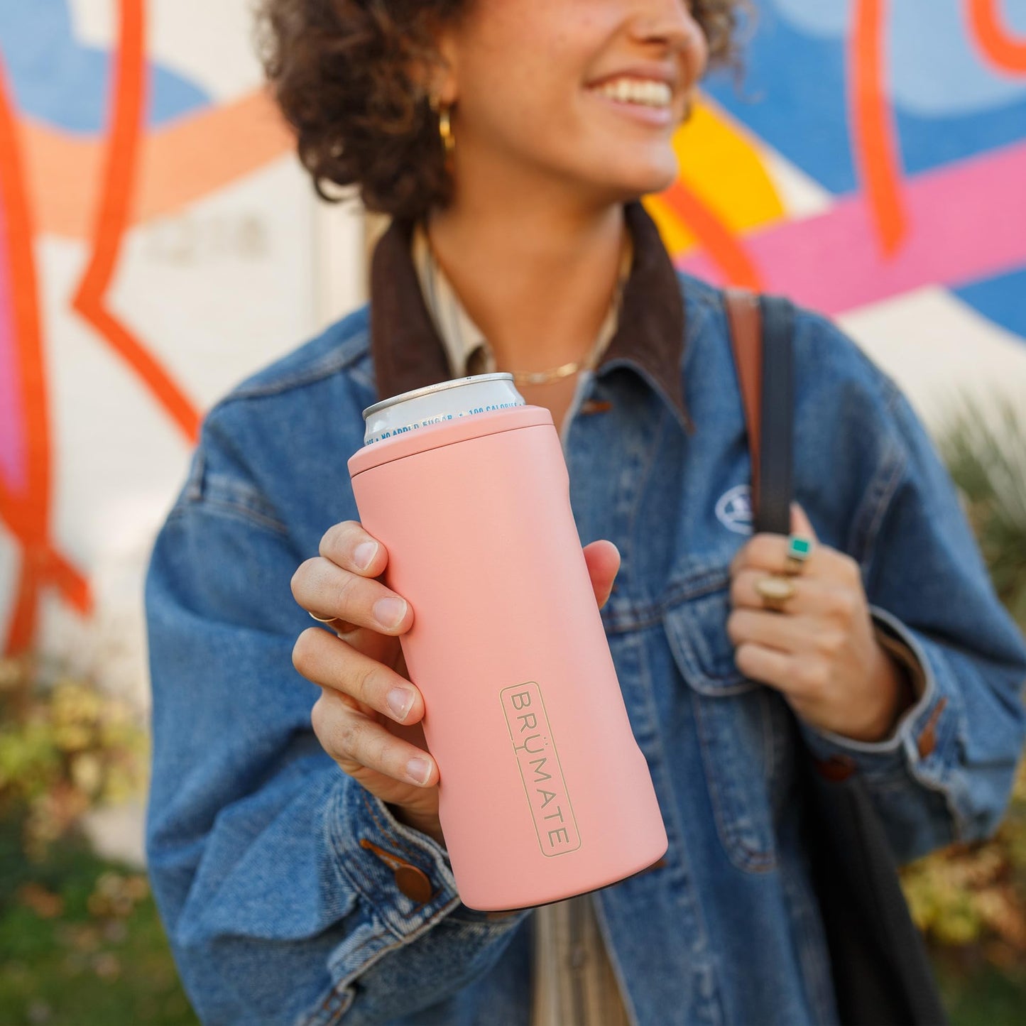 BrüMate Hopsulator Slim Can Cooler Insulated for 12oz Slim Cans | Skinny Can Insulated Stainless Steel Drink Holder for Hard Seltzer, Beer, Soda, and Energy Drinks (Blue Agave)
