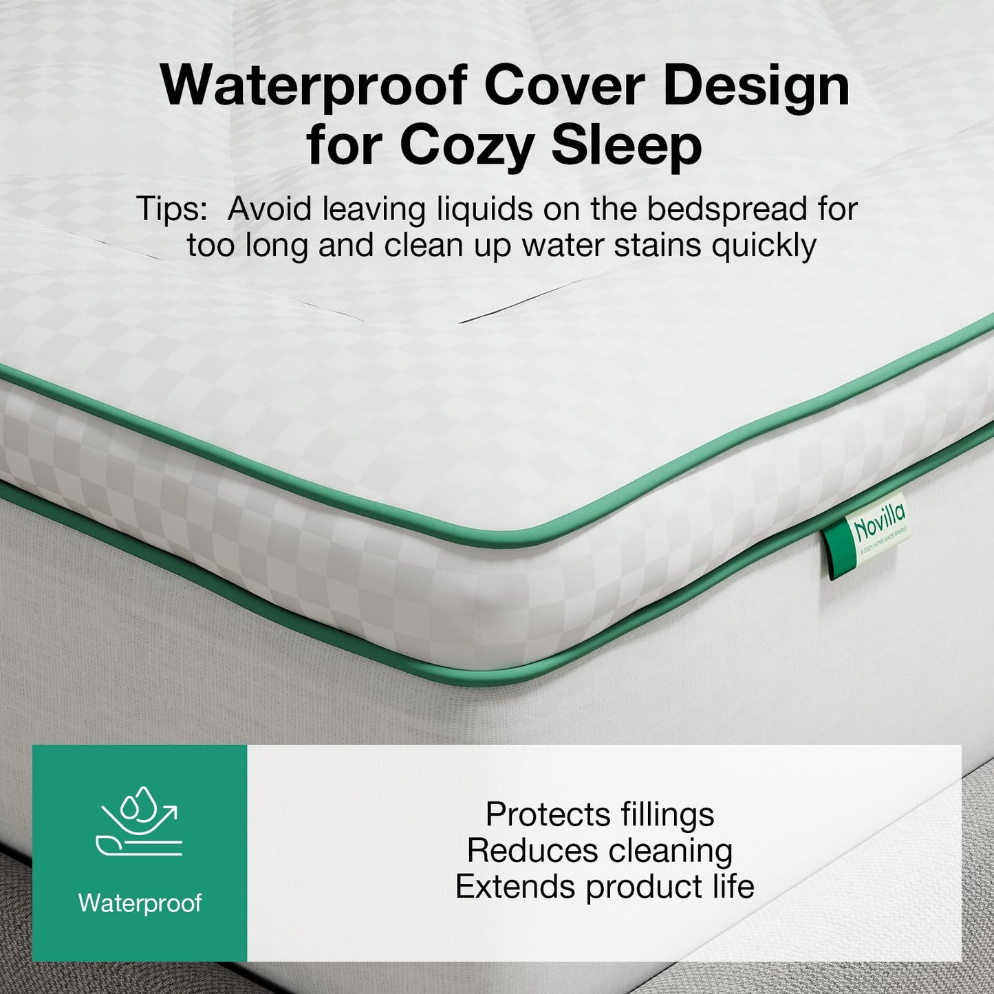 Novilla King Mattress Topper, Extra Thick Pillow Top Mattress Pad, Down Alternative Fill Breathable Cover, 8-21" Deep Pocket Soft Bed Topper for Back Pain Relief
