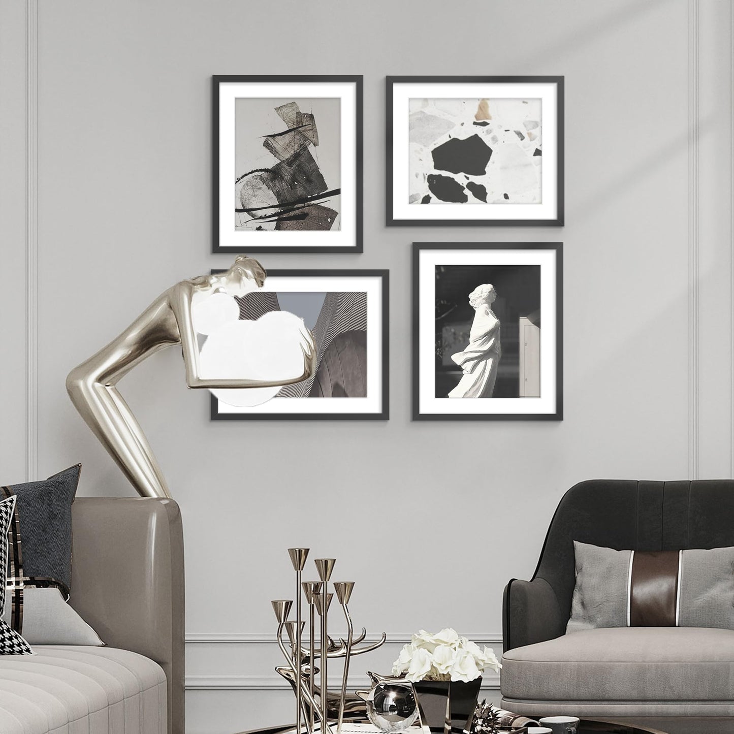PEALSN 20x24 Picture Frame Set of 2, Display Pictures 16 x 20 with Mat or 20 x 24 without Mat for Wall Mounting Display, Poster Frames, Black