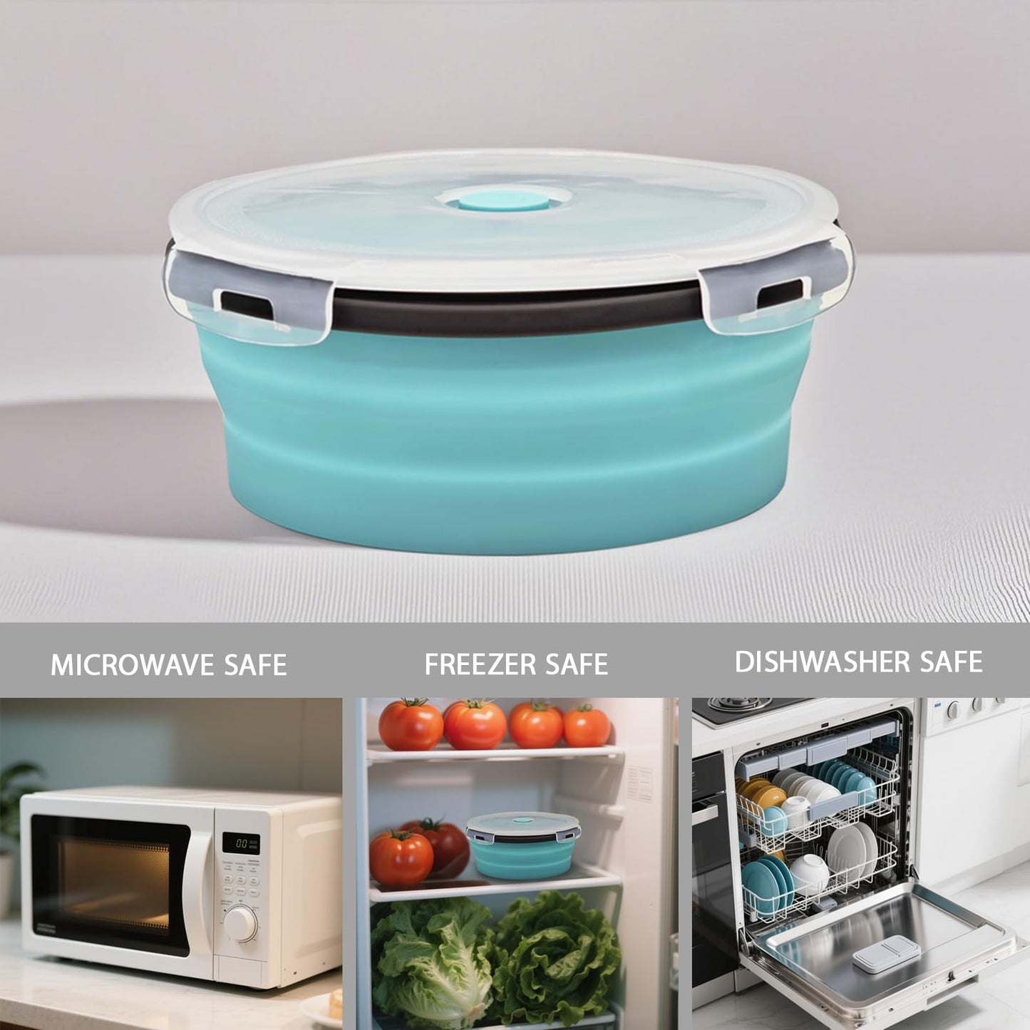 Ainmvnos 8 Collapsible Food Storage Containers, Silicone Collapsible Food Storage Containers, Collapsible Food Storage Silicone, Rv Collapsible Bowls, Collapsible Storage Containers for Food Camping
