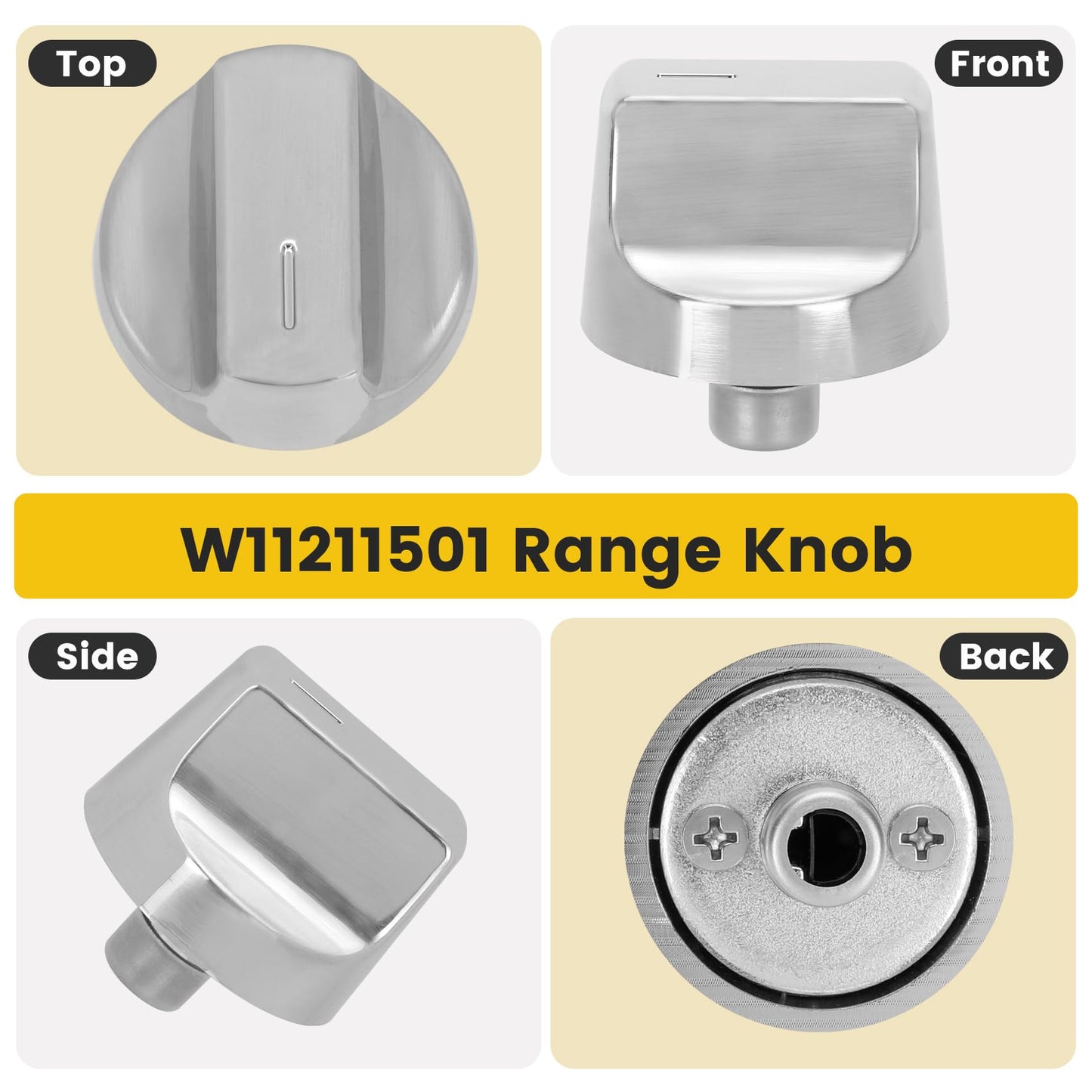 W11211501 Upgraded Gas Range Knob,Replace Whirlpool Part Knob W10850039, Compatible with Whirlpool Gas Range WEG745H0FS0 WEG745H0FH0 WEG745H0LZ0