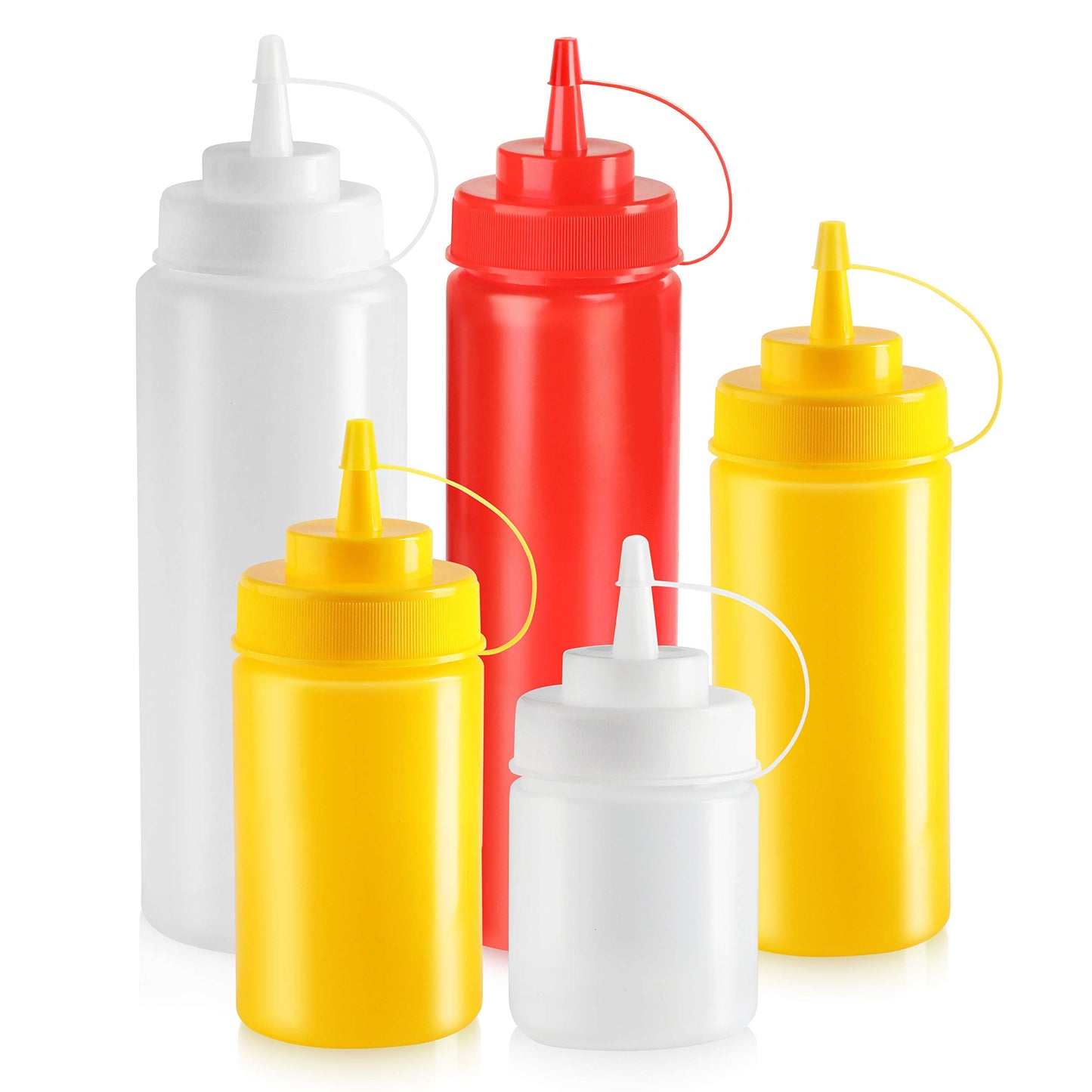 New Star Foodservice 32 oz Clear Squeeze Bottle, Wide Mouth, Pack of 6