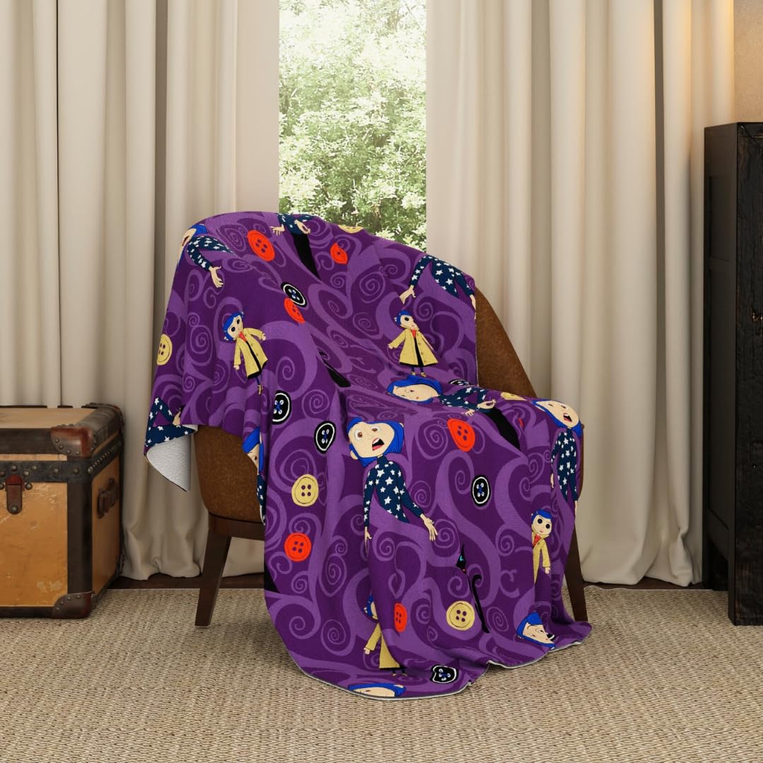 Collectibles Coraline Button Eyes Bedding Super Soft Cozy Plush Throw, 46 in x 60 in, (Officially Licensed Product) by Franco
