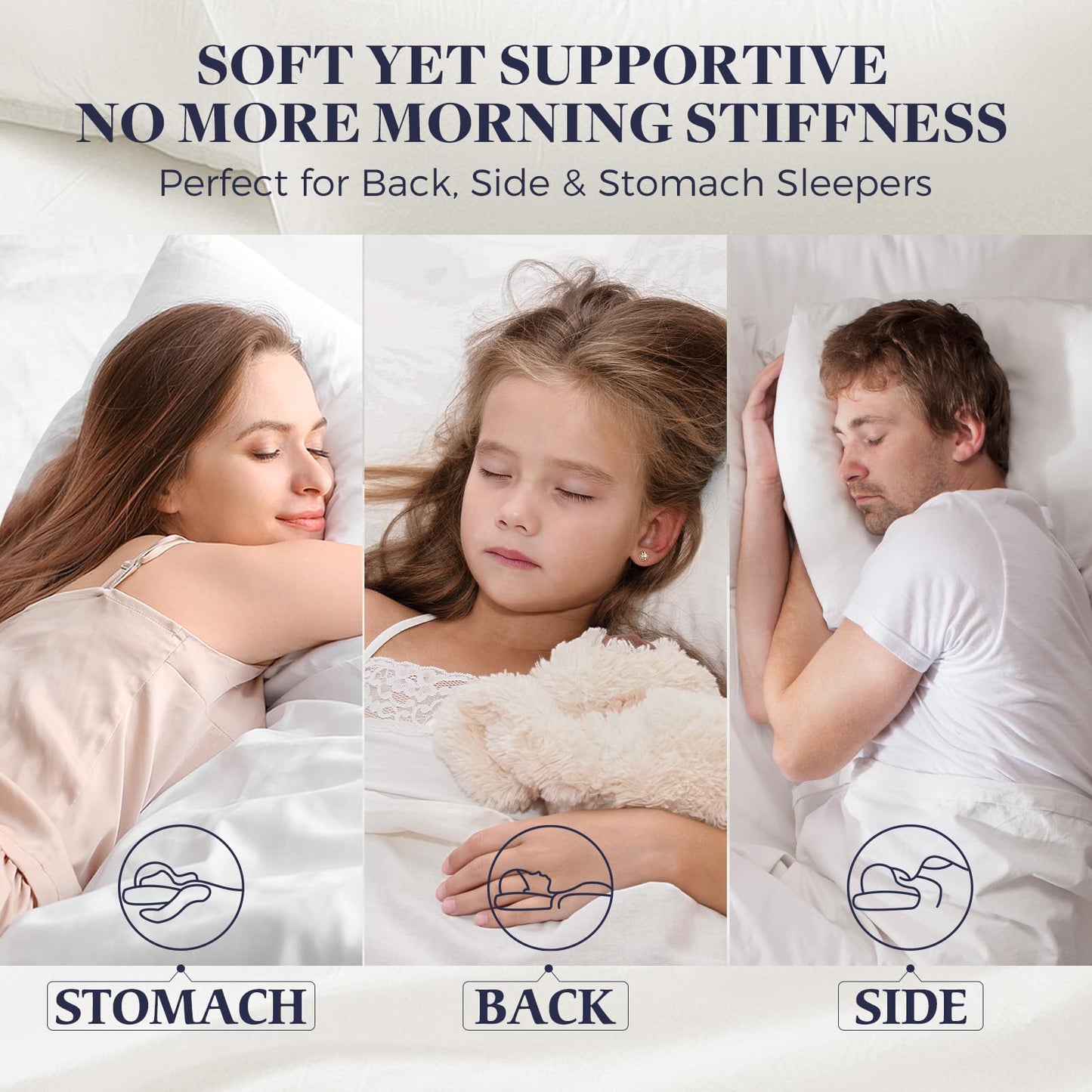 Basic Beyond King Size Bed Pillow - 2 Pack Hotel Collection Super Soft Down Alternative Pillow for Sleeping, 20x36 Inches