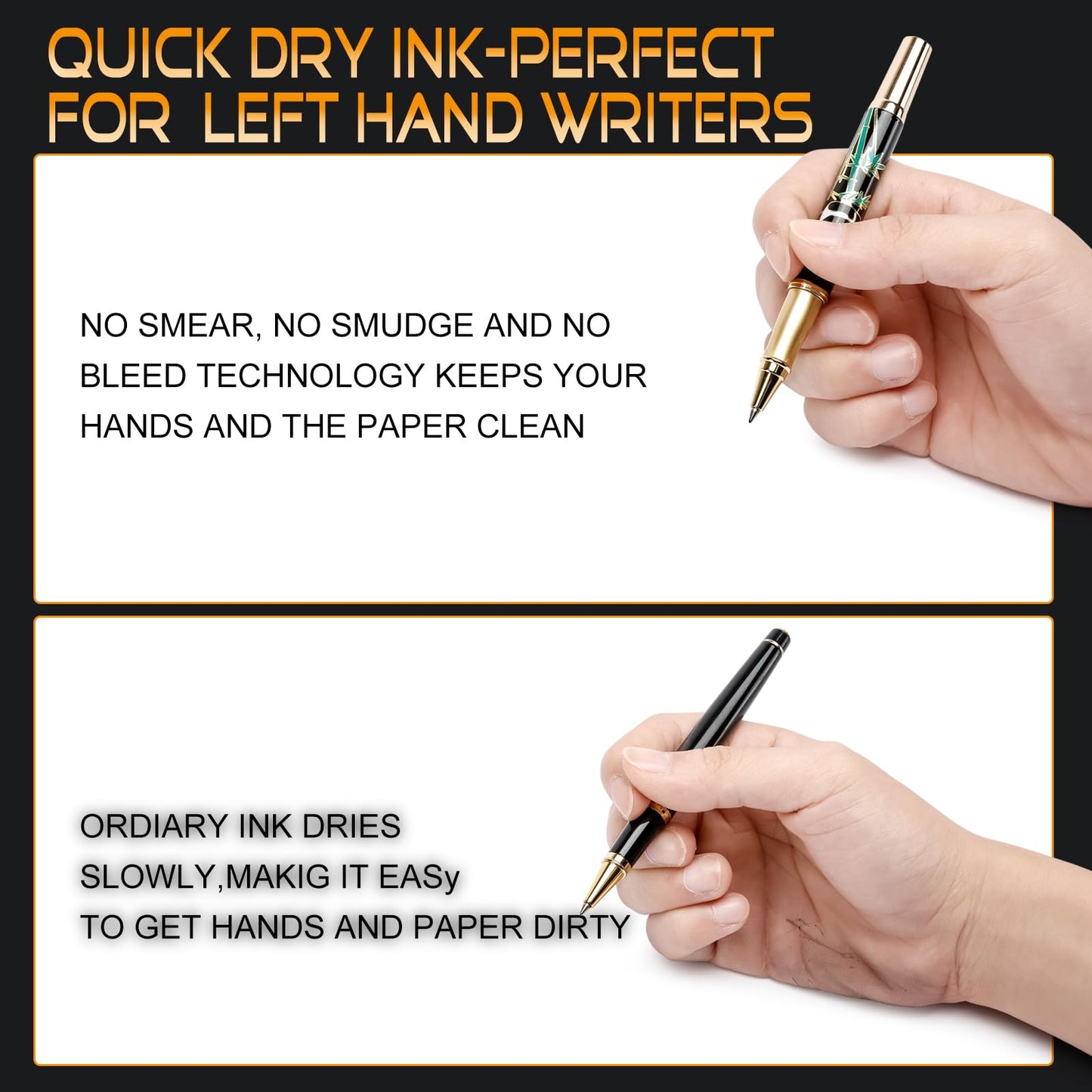 Urhomefull 24K Gold Luxury Rollerball Pens for Men Women, Smooth Writing Premium Office Pens for Business, Panda Design Executive Gift for Boss Birthday Anniversary (Black)