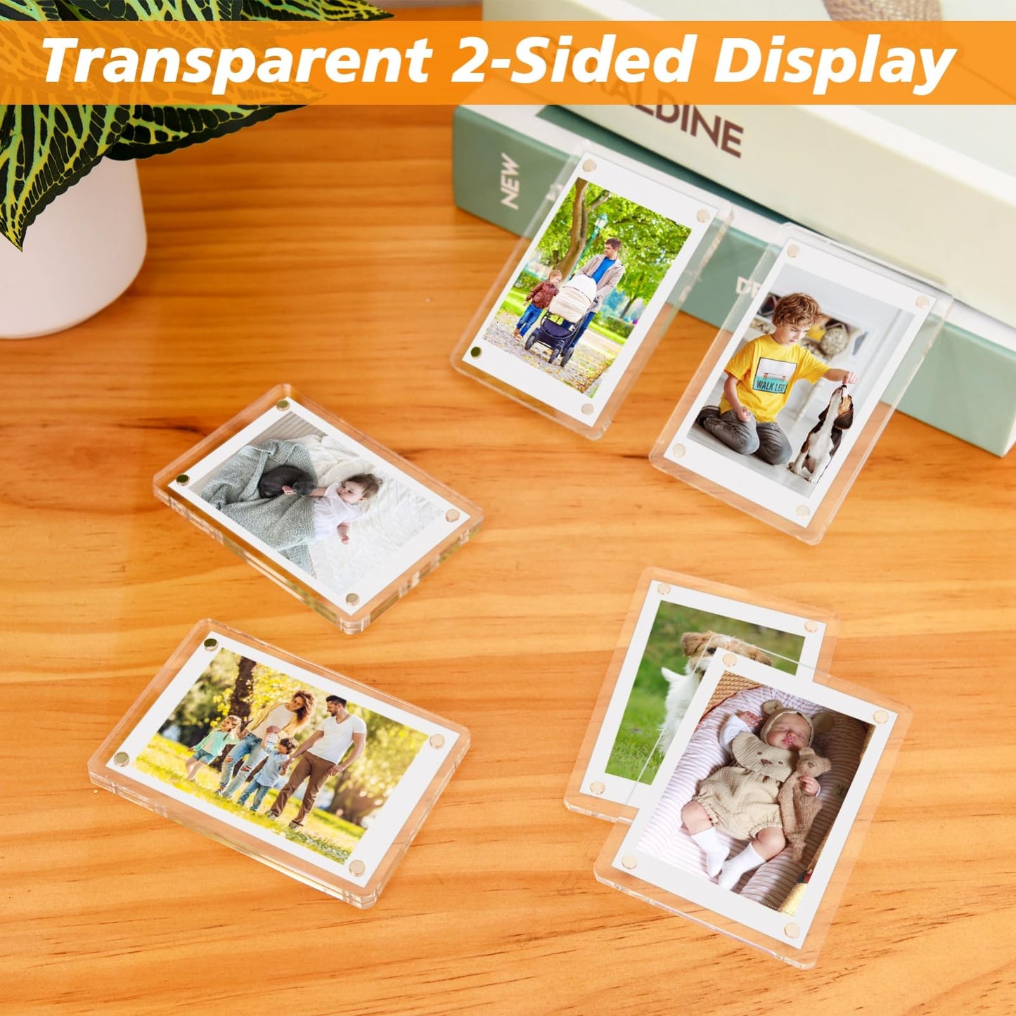 COYMOS 24 Packs Acrylic Magnetic Photo Frame for Refrigerator Double Sided Magnetic Polaroid Frames for Pictures Instax Mini Frame Super Clear 2.36 x 3.54 Inch