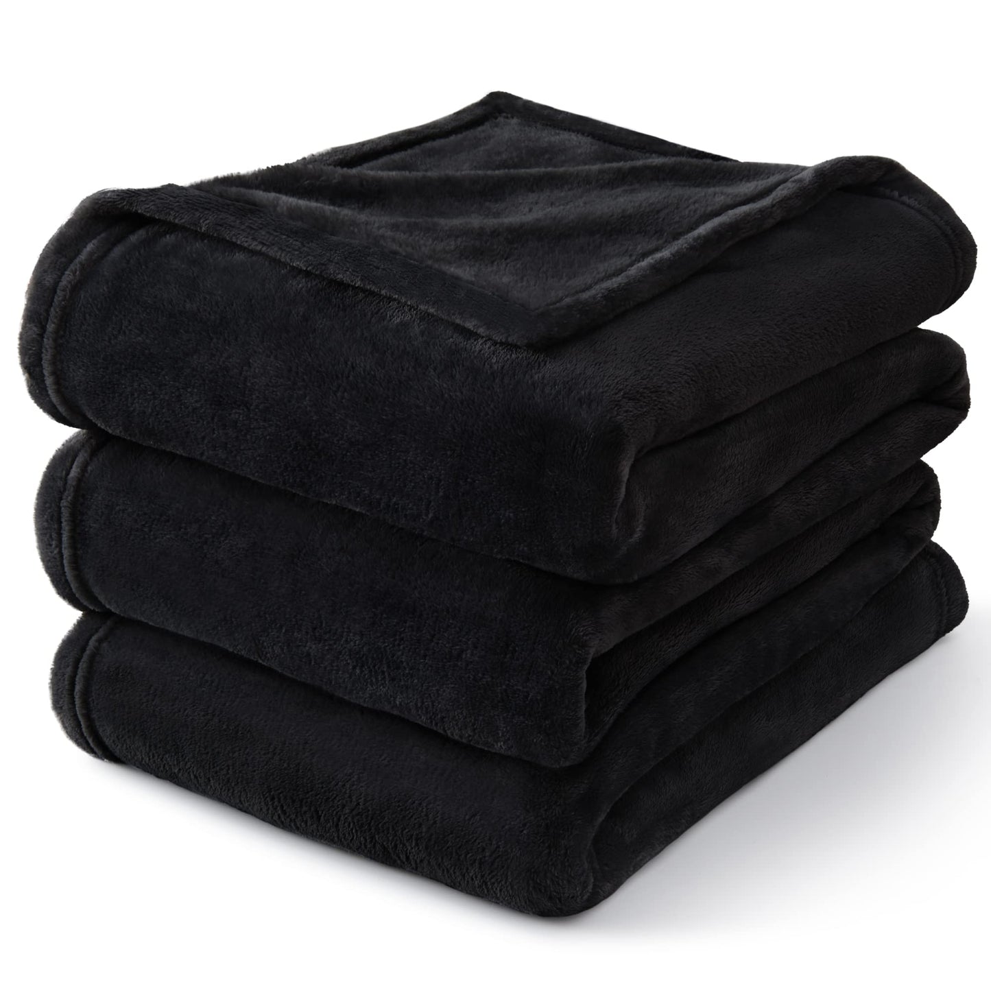 BEDELITE King Size Blanket for Bed, Luxury Plush Cozy Fuzzy Fleece Blanket 108x90 inches, Super Soft Warm Big Lightweight Throw Blanket All Seasons Suitable, Black