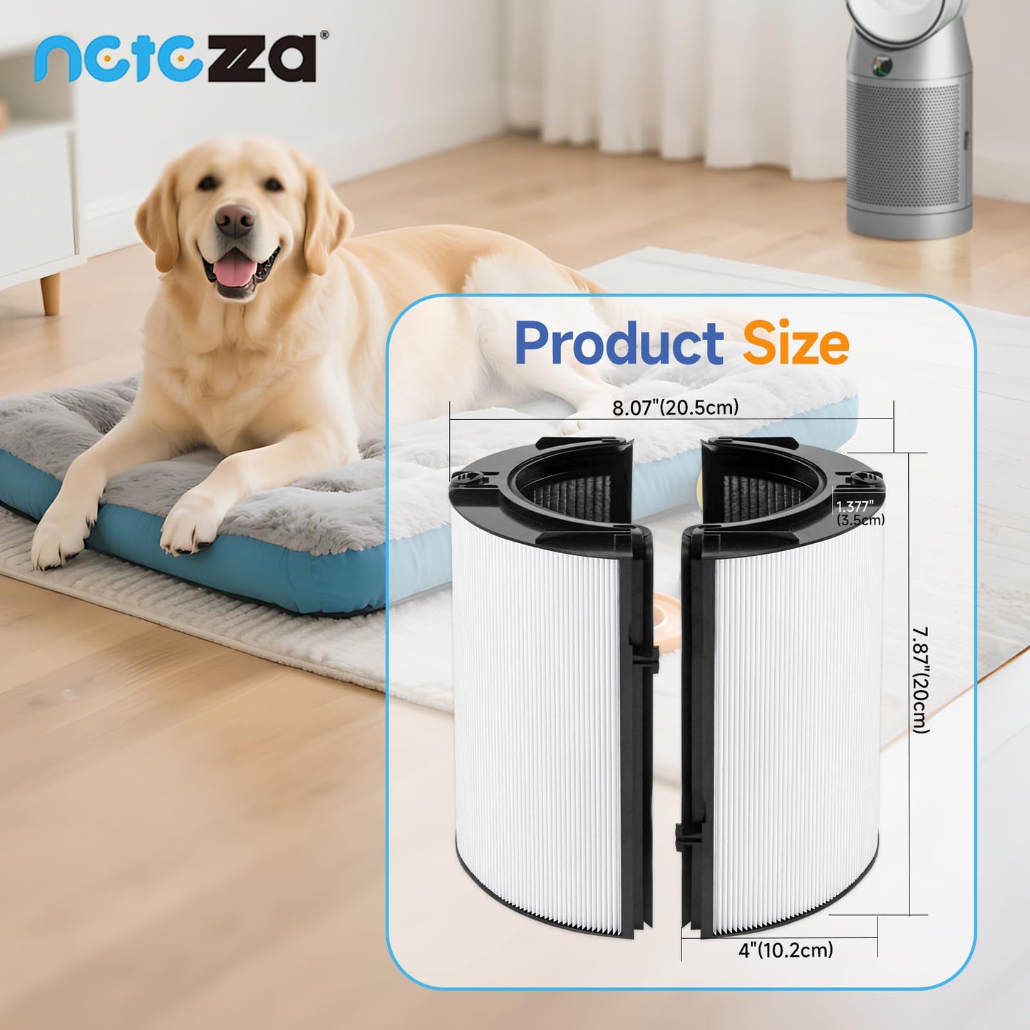 360° Combi Glass Efficient and Activated Carbon Filter Fit For Dyson TP07 HP07 TP10 HP10 TP06 HP06 TP04 HP04 PH01 PH02 PH03 PH04 TP09 HP09 Air Purifier, 2-in-1 Replacement Filter, 2 Pack
