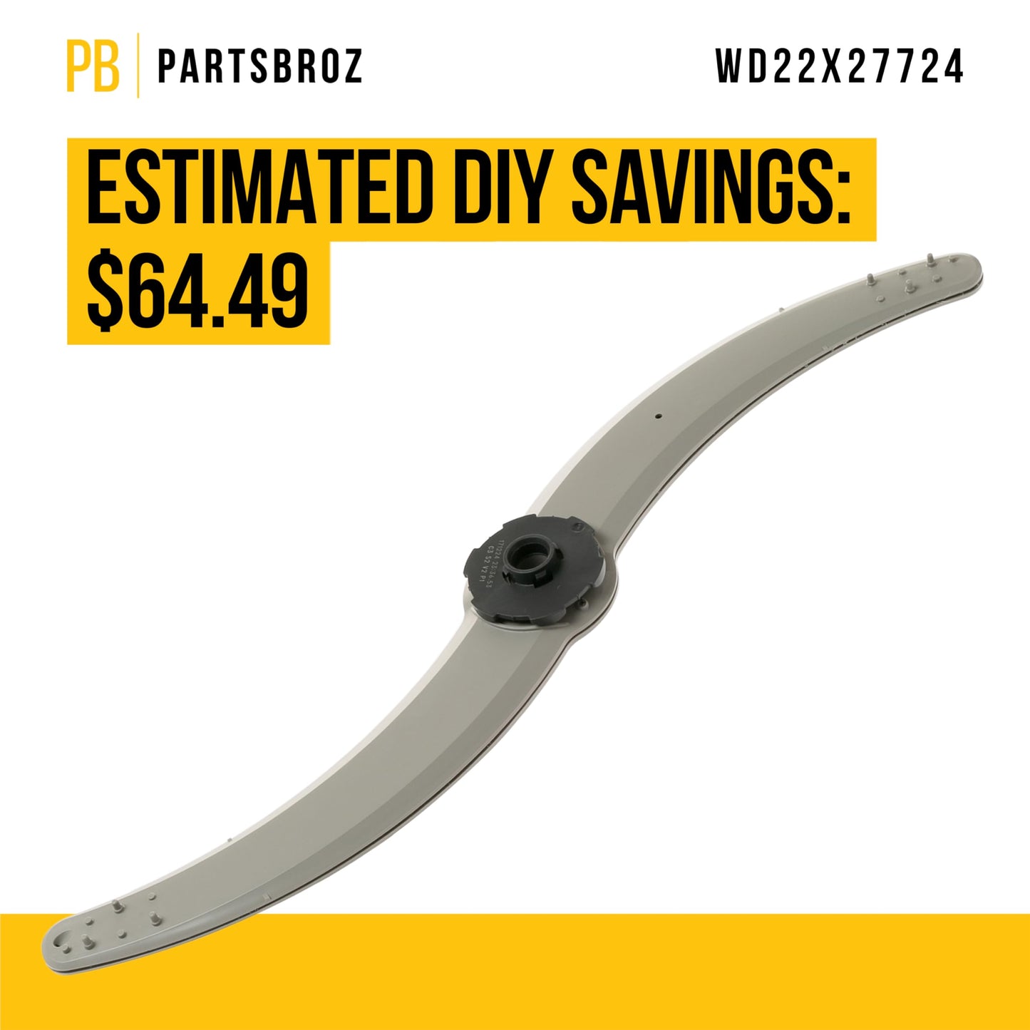 PartsBroz WD22X27724 WD22X33499 Dishwasher Lower Spray Arm - Compatible With General Electric Hotpoint - Replaces AP7219298 WD22X26621 WD22X10091 GDF550PSR3SS GDT530PGP5WW GDT530PSP4SS GDT550PYR3FS
