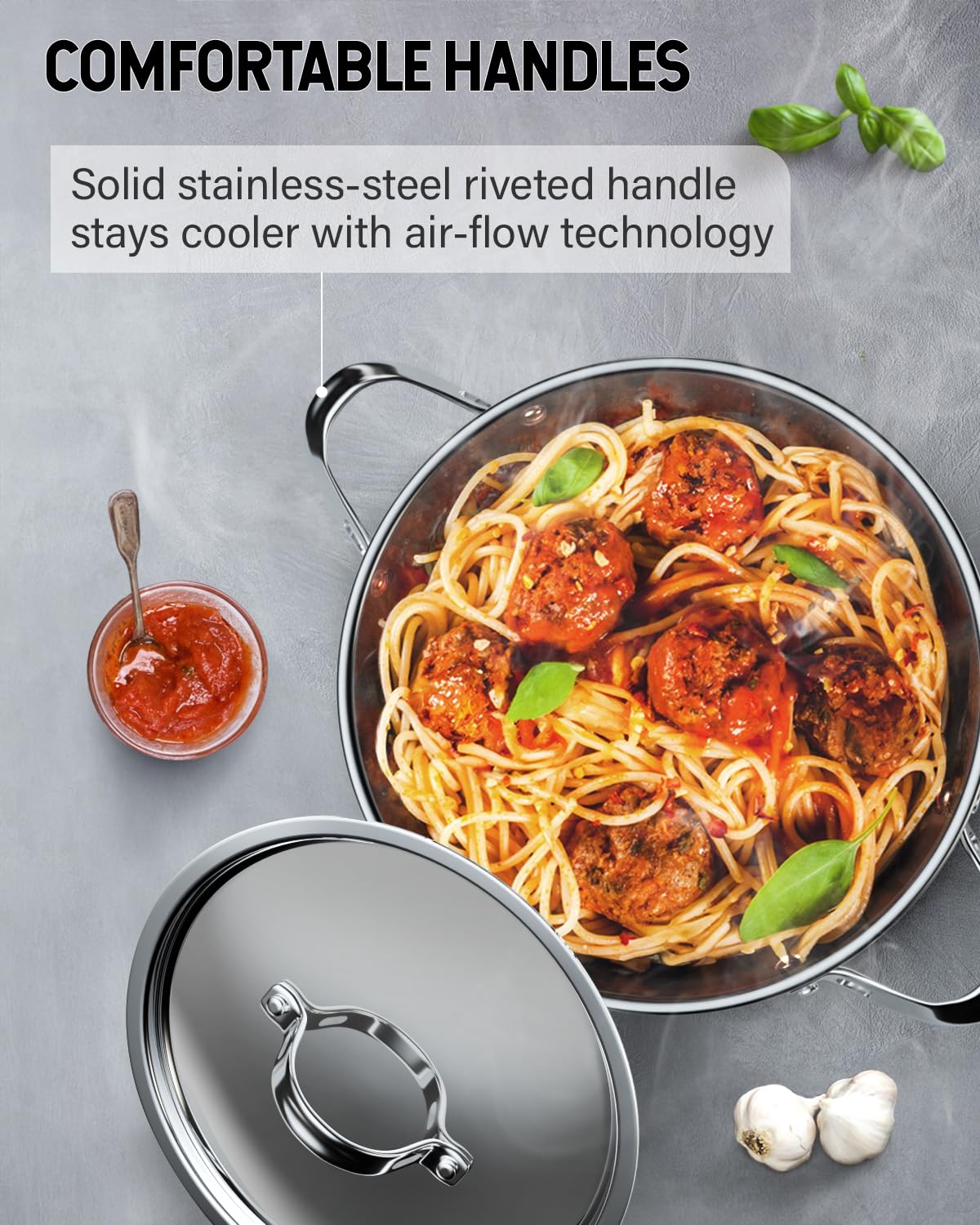 Cooks Standard Classic Stainless Steel Stock Pot with Lid, Large Cooking Pot for Pasta, Soup, Spaghetti, Oven Safe, Dishwasher Safe, Induction Compatible Cookware, 6-Quart