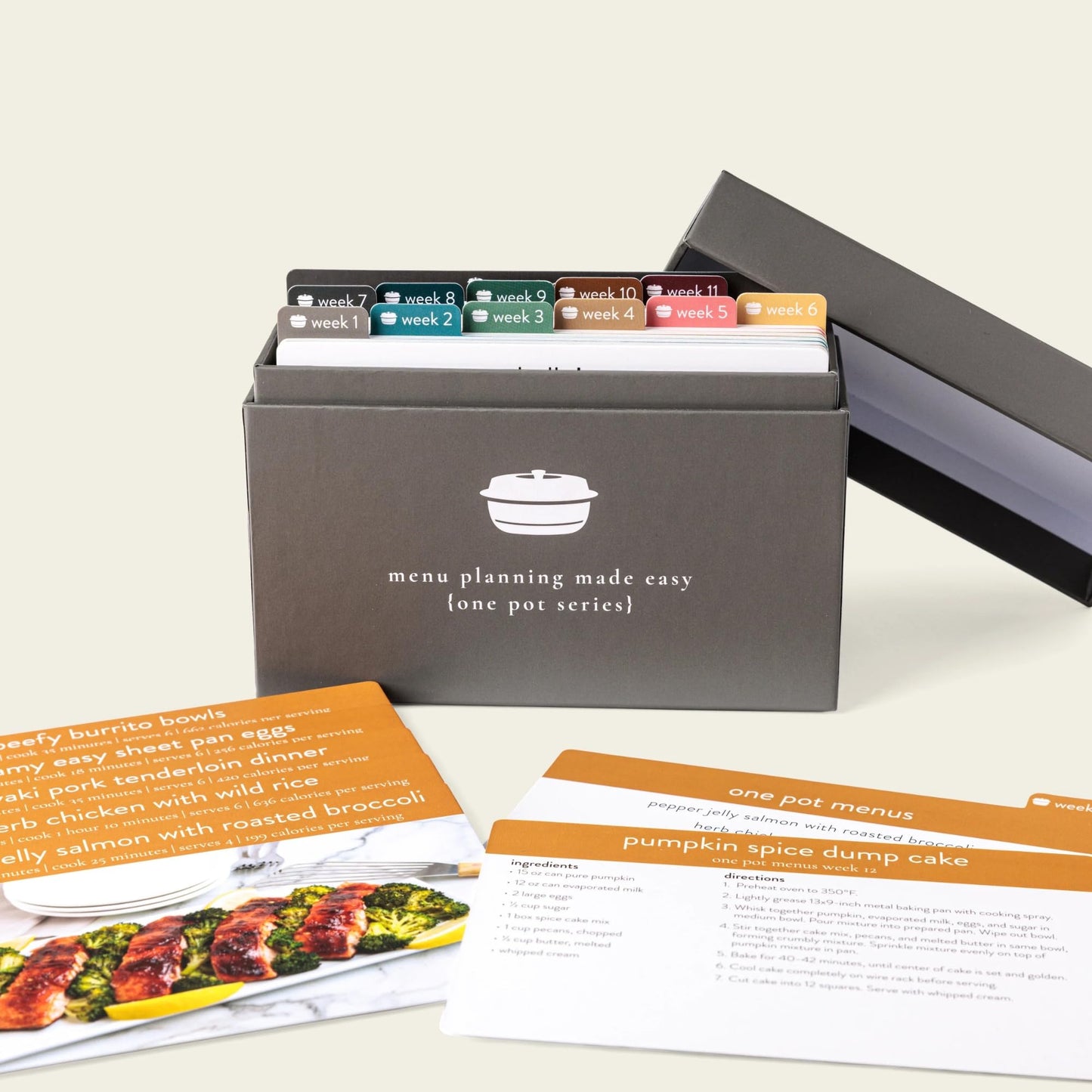 PPP One Pot Meal Planner with 72 Recipe Cards (Photo Edition) - Weekly Menu Plans | Sturdy Recipe Box | 12 Reusable Grocery Shopping Lists | 5 Blank Recipe Cards | Recipe Card Protector | Recipe Ideas