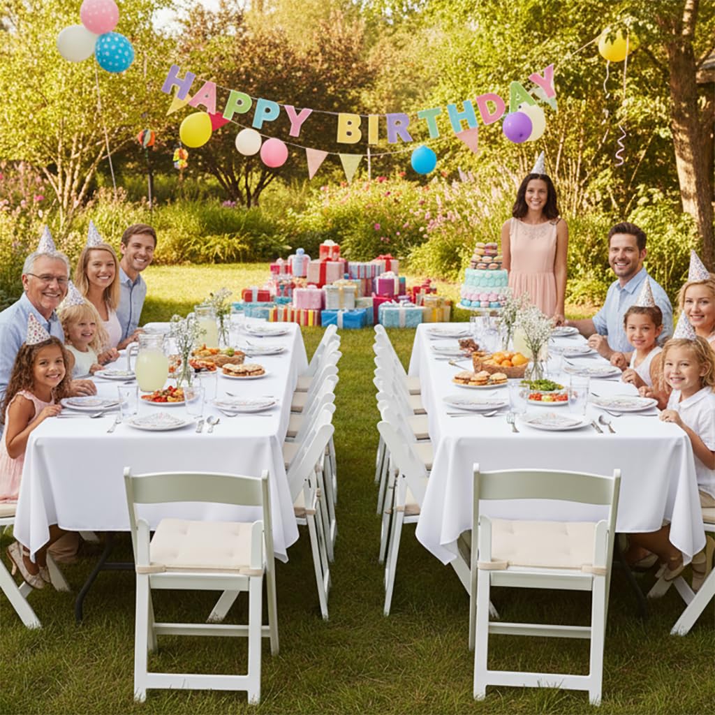 sancua White Table Cloths Rectangle, 8 Pack Tablecoths for 8 Foot Tables - Washable Polyester Fabric Table Cover for Wedding, Birthday Party, Banquet Reception, 60x120 Inch