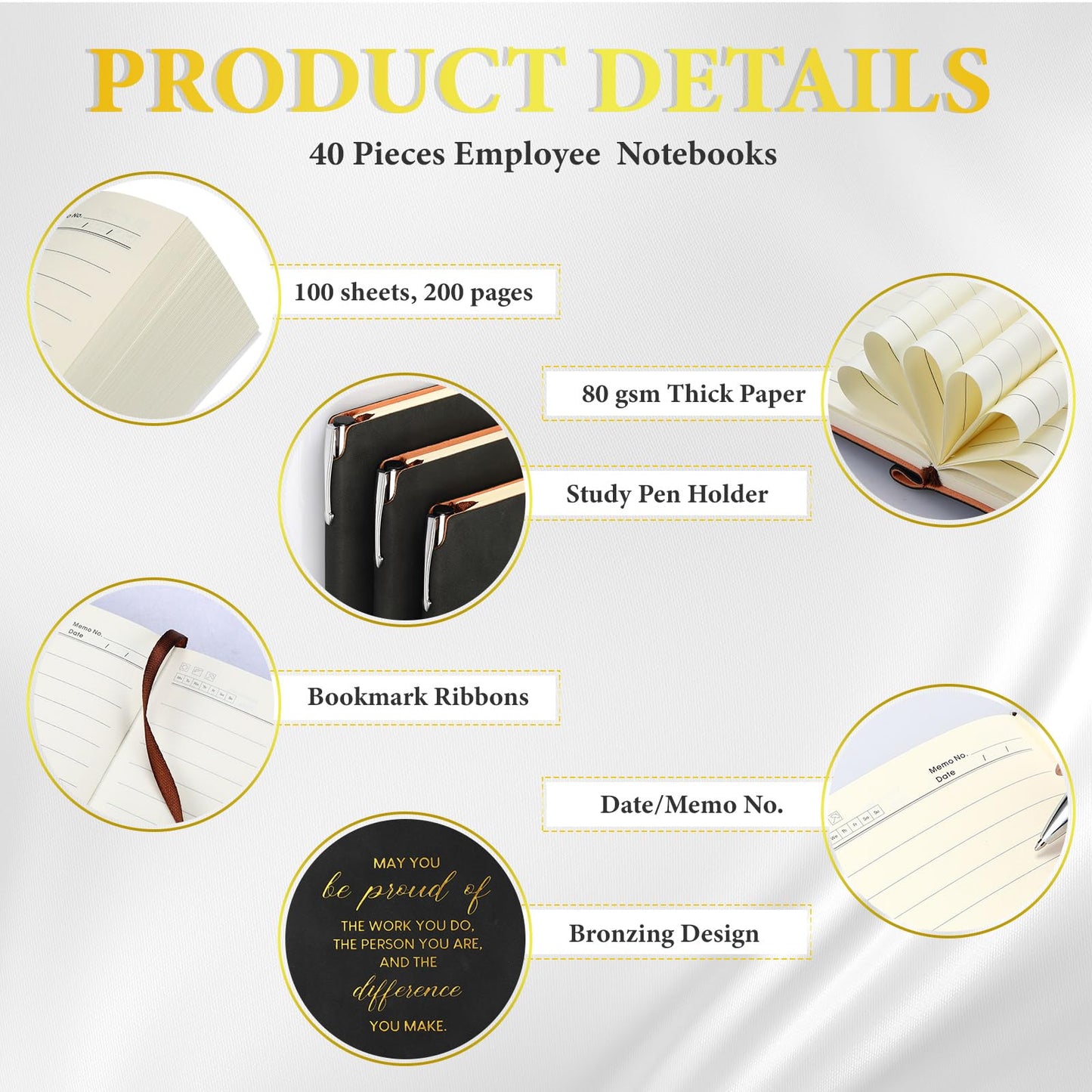 Colarr 40 Pcs Appreciation Gifts Bulk Inspirational PU Leather Notebook Journal & Pen Set Thank You Gifts for Staff, Employees, Coworkers, Nurses(Black,May You)
