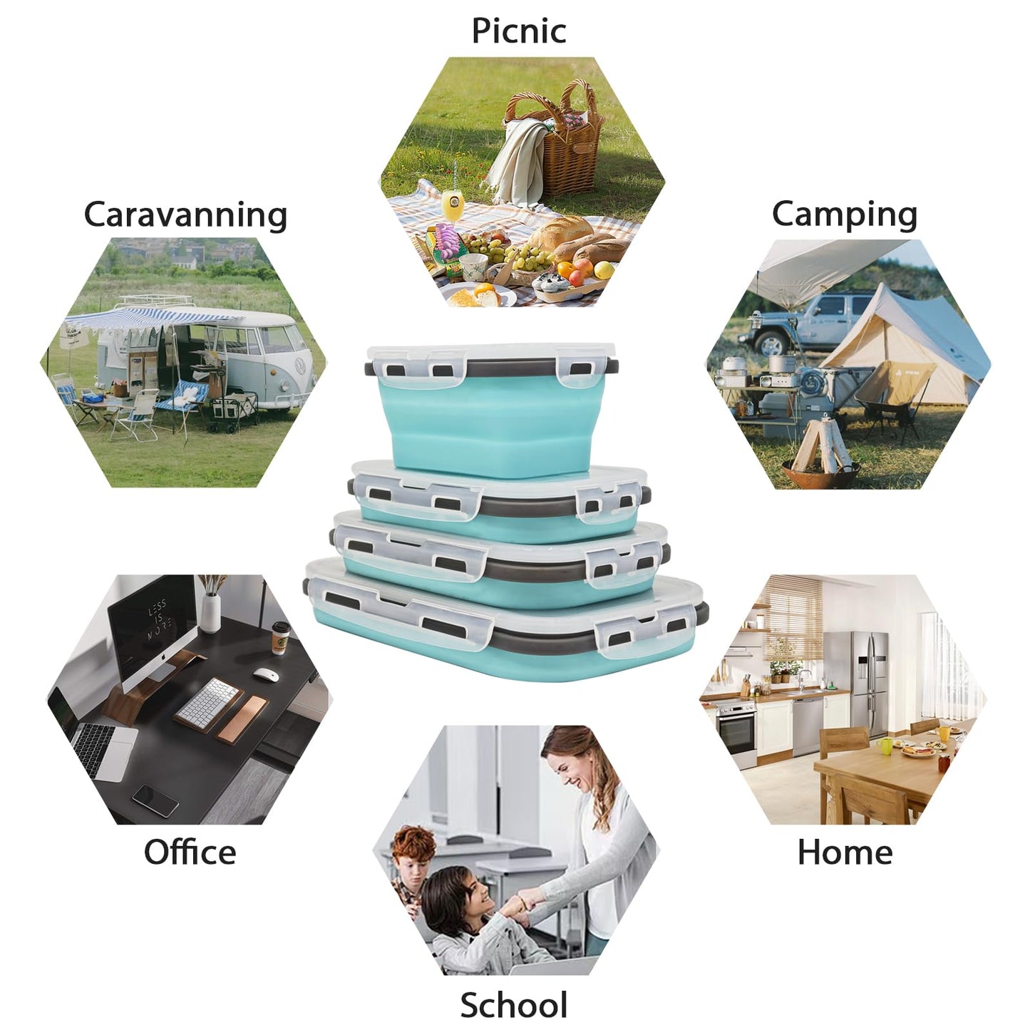 Ainmvnos 8 Collapsible Food Storage Containers, Silicone Collapsible Food Storage Containers, Collapsible Food Storage Silicone, Rv Collapsible Bowls, Collapsible Storage Containers for Food Camping