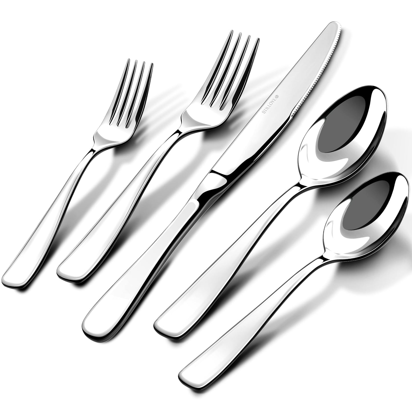 Silverware Set for 8, 40 Piece 18/10 Stainless Steel Flatware Utensils Cutlery Set, Mirror Polished knives Forks and Spoons Silverware Sets for Dinner,Wedding,Festival Gift,Dishwasher Safe,Rust Proof