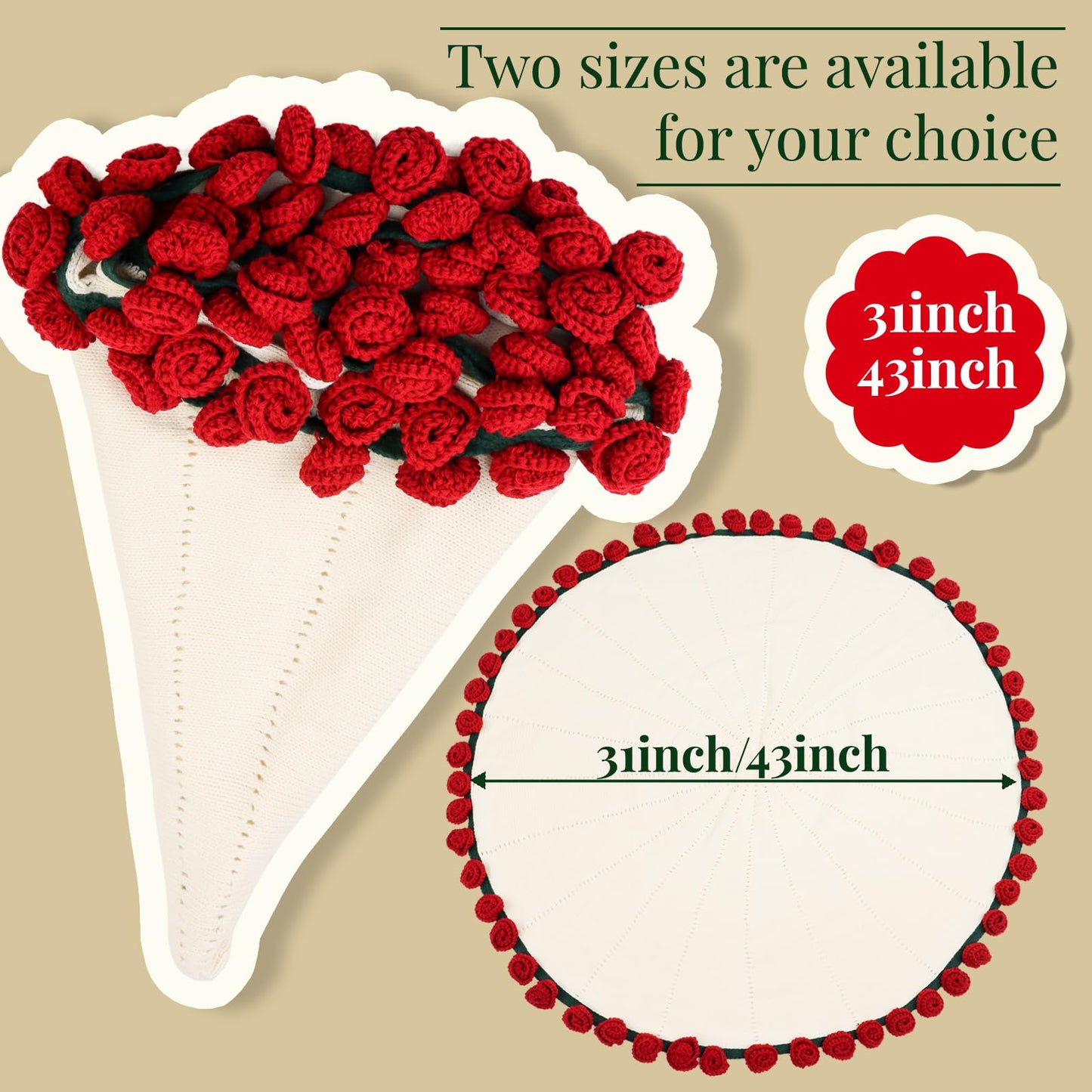 cagulax Birthday Gifts for Women Mothers Day, Rose Crochet Flowers Bouquet Blanket, Anniversary Wedding Graduation Gifts for Couples Wife Girlfriend Friends, Soft Rose Knitted Blanket 43 Inches