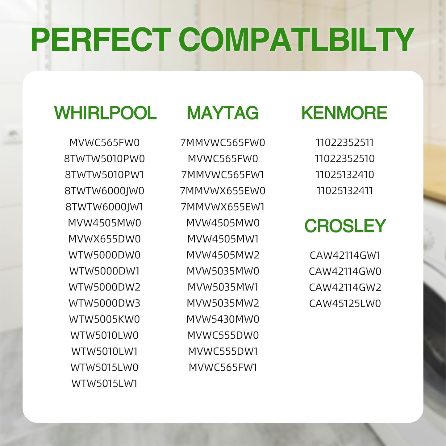 Updated W11130362 WTW5000DW2 WTW5000DW3 WTW5000DW1 MVWX655DW1 MVWC565FW1 Washer Suspension Rod Kit for Whirlpool Maytag Kenmore Washer - Replaces W10594080