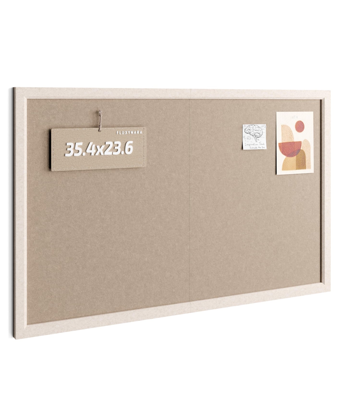 Fluxynara Foldable Cork Board Alternative, Felt Bulletin Board 35.4" x 23.6" Oatmeal Frame with 24 Adhesive Tabs, Pin Board for Home Office, Classroom, Entryway, Kitchen Wall Decor—Deep Camel