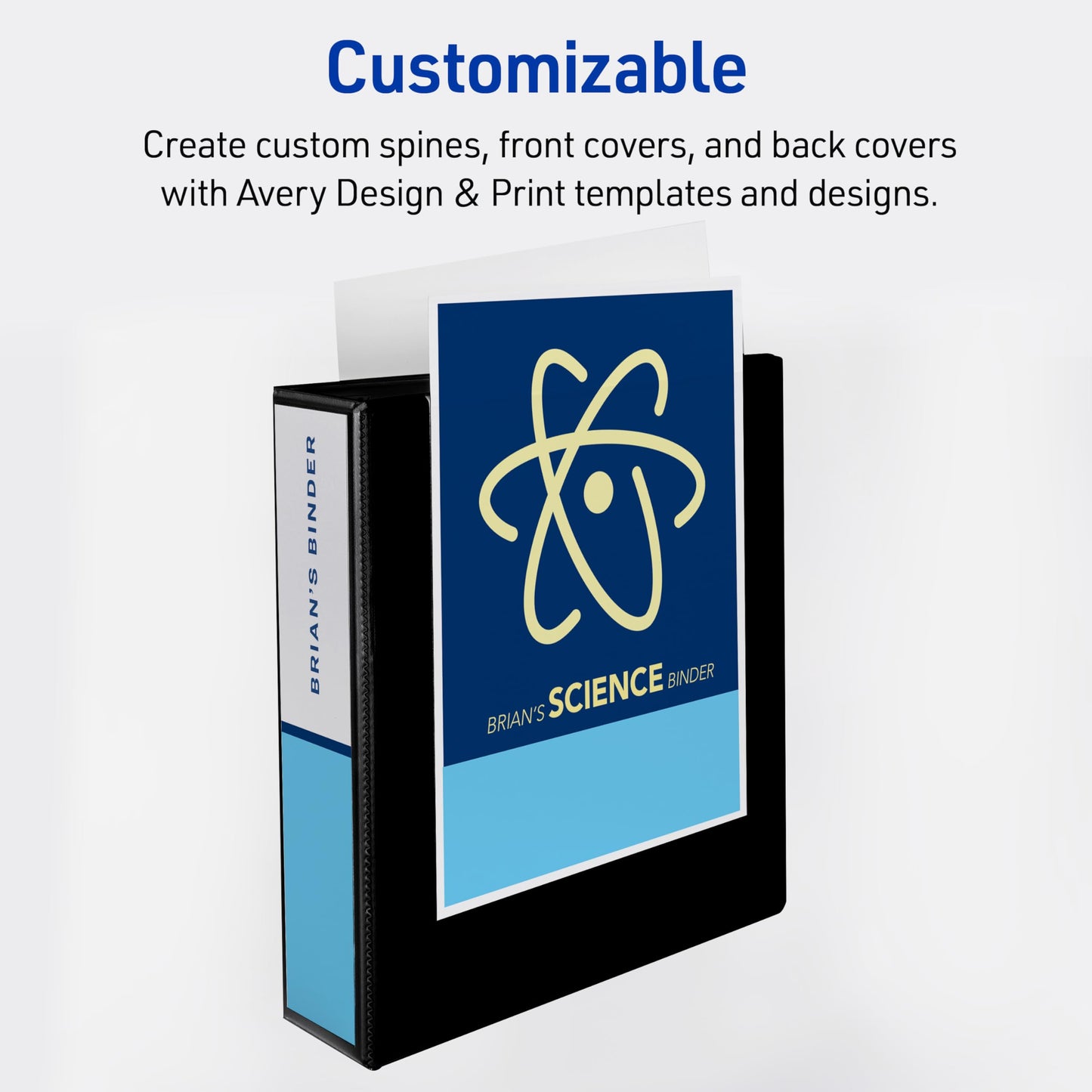 Avery Durable View 3 Ring Binders, 2 Inch Slant Rings, 530-Sheet Capacity, DuraHinge, 2.8 Inch Wide Spine, Customizable Clear Covers and Spine, Dark Blue Binders (4-Pack of 17034)