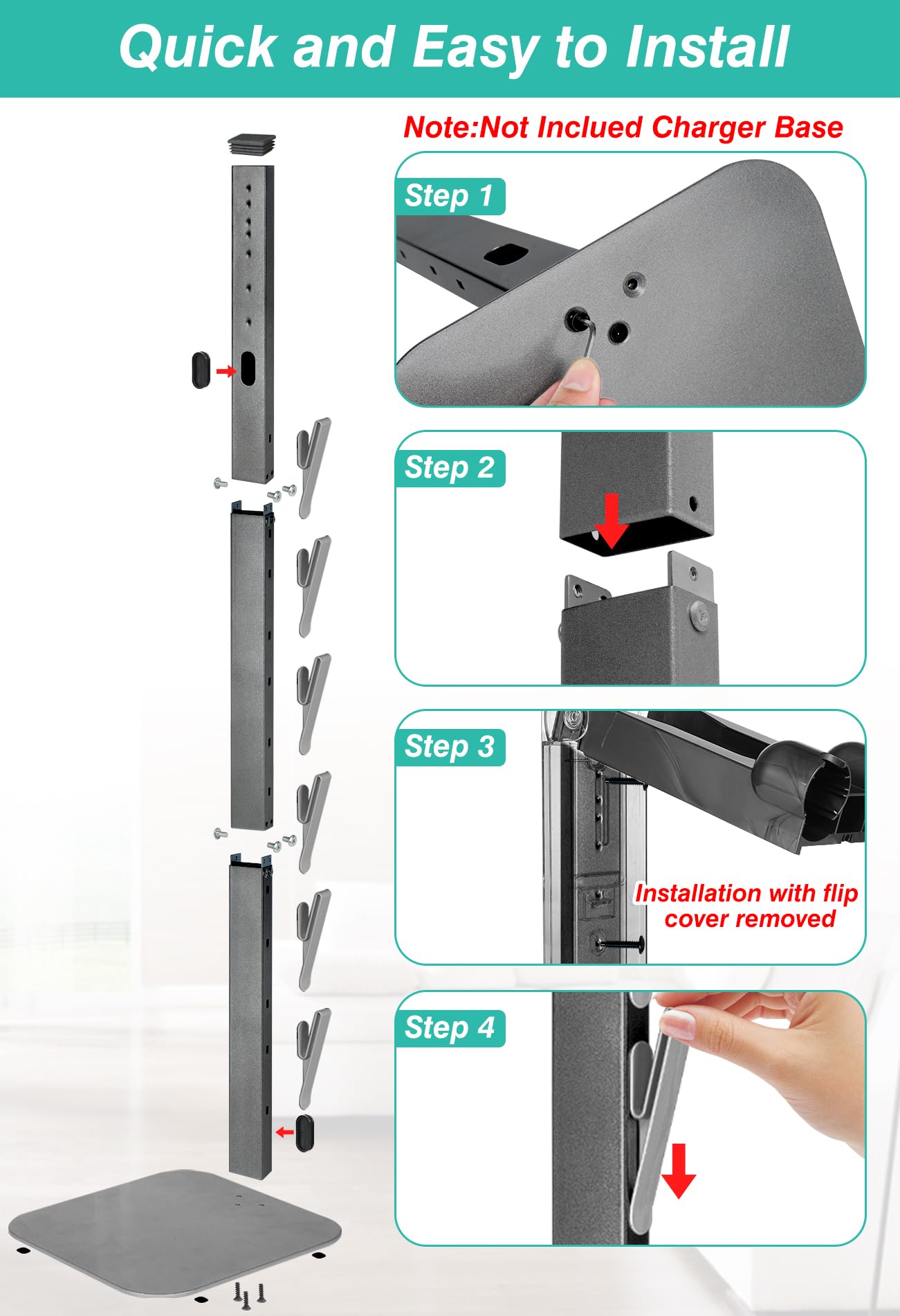 Haturi Vacuum Stand for Dyson Gen5 V16 V15 V12 V11 V10 V8 V7, Hidden Power Cord Design Standing Dock Holder, Metal Docking Station for Dyson Handheld Cordless Vacuum Cleaner & Accessory & Attachment
