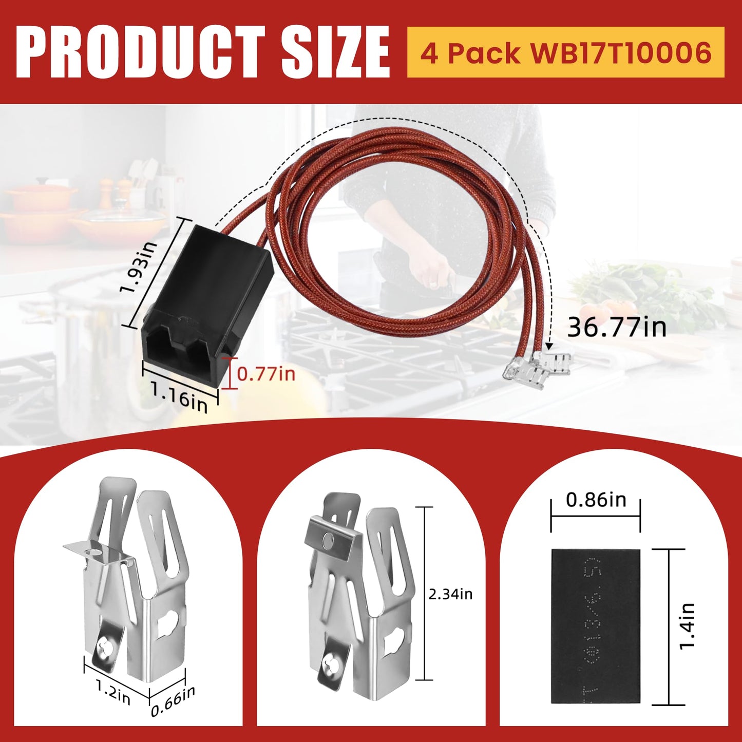 WB30M1 WB30M2 Stove Coils for Electric Stove Electric Stove Burner Elements Replacement & 4 Pack WB17T10006 Terminal Block Kit Compatible With G-E Hot-point Electric Range Burner Set By Fetechmate