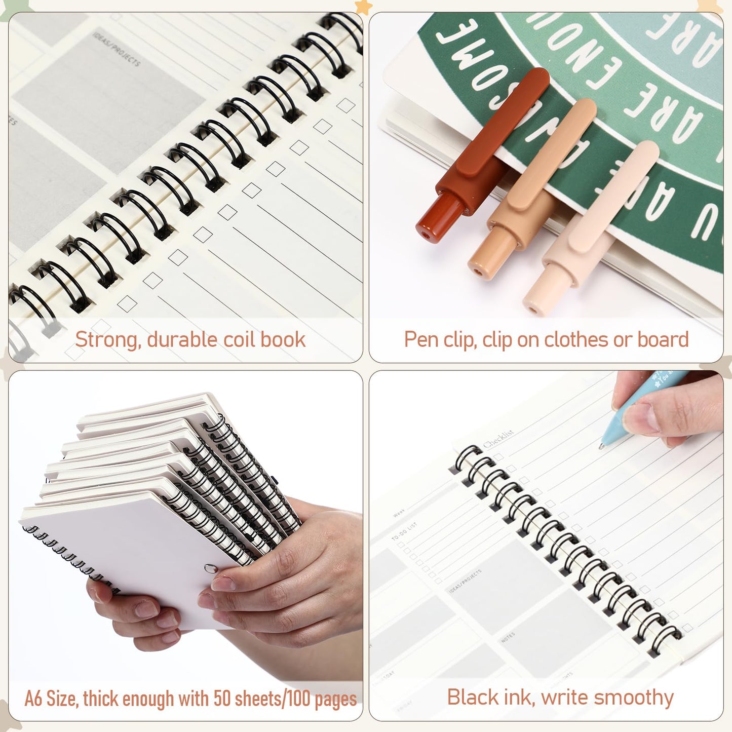 Thenshop 60 Pcs Mental Health Awareness Gifts Bulk 30 Self Care Notebook Journals 30 Positive Affirmation Pens for Women Office Staff Nurse Teacher Appreciation Student End of Year Gifts (Rainbow)