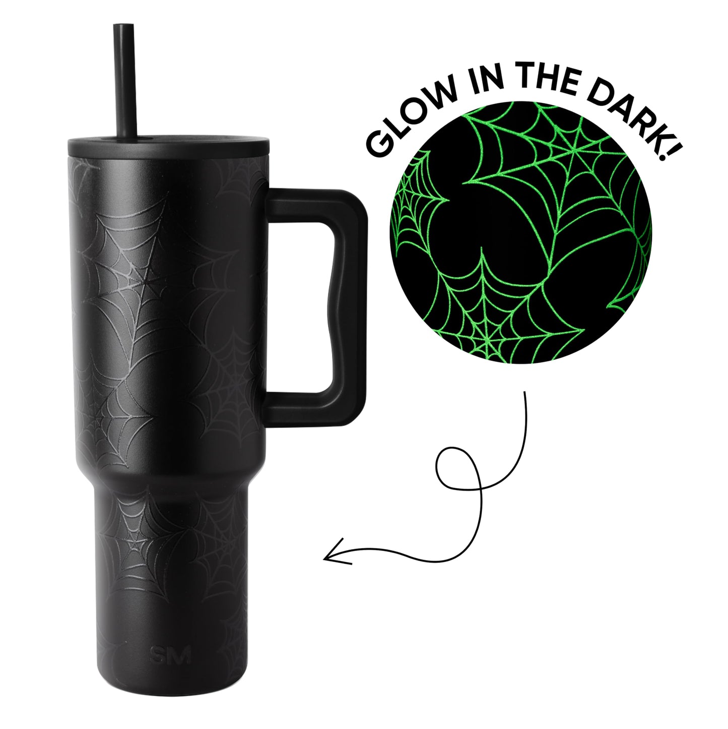Simple Modern Halloween 40 oz Trek Tumbler with Handle and Straw Lid | Cup Holder Friendly Insulated Stainless Steel Travel Mug | Spiderwebs