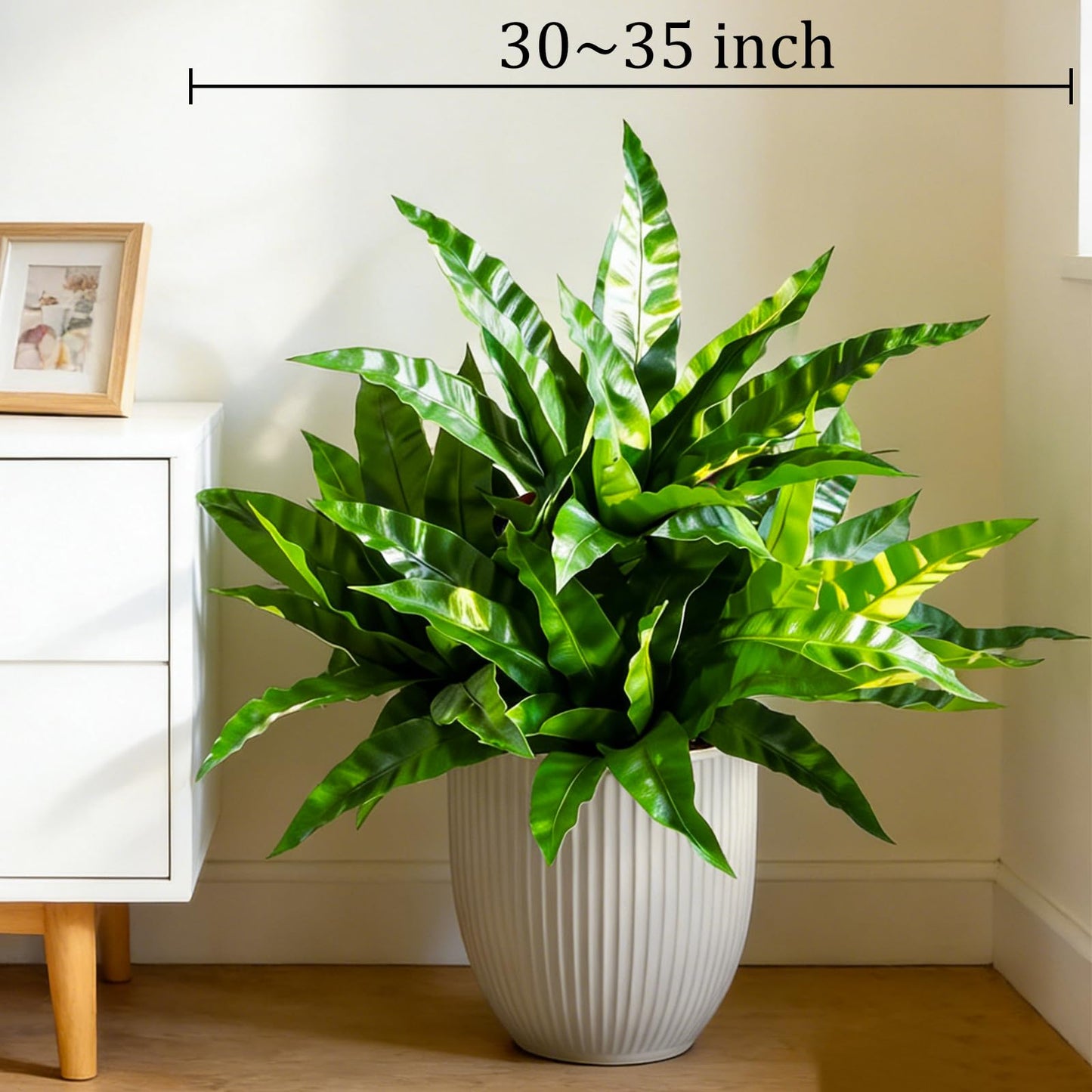 Cherica 8Pcs Fake Ferns,35in Outdoor Faux Plants UV Resistant,3D Real Touch Fake Plants Total 120 Blades,Weatherproof Artificial Plants Outdoor Indoor for Garden Porch Home Office Living Room Decor