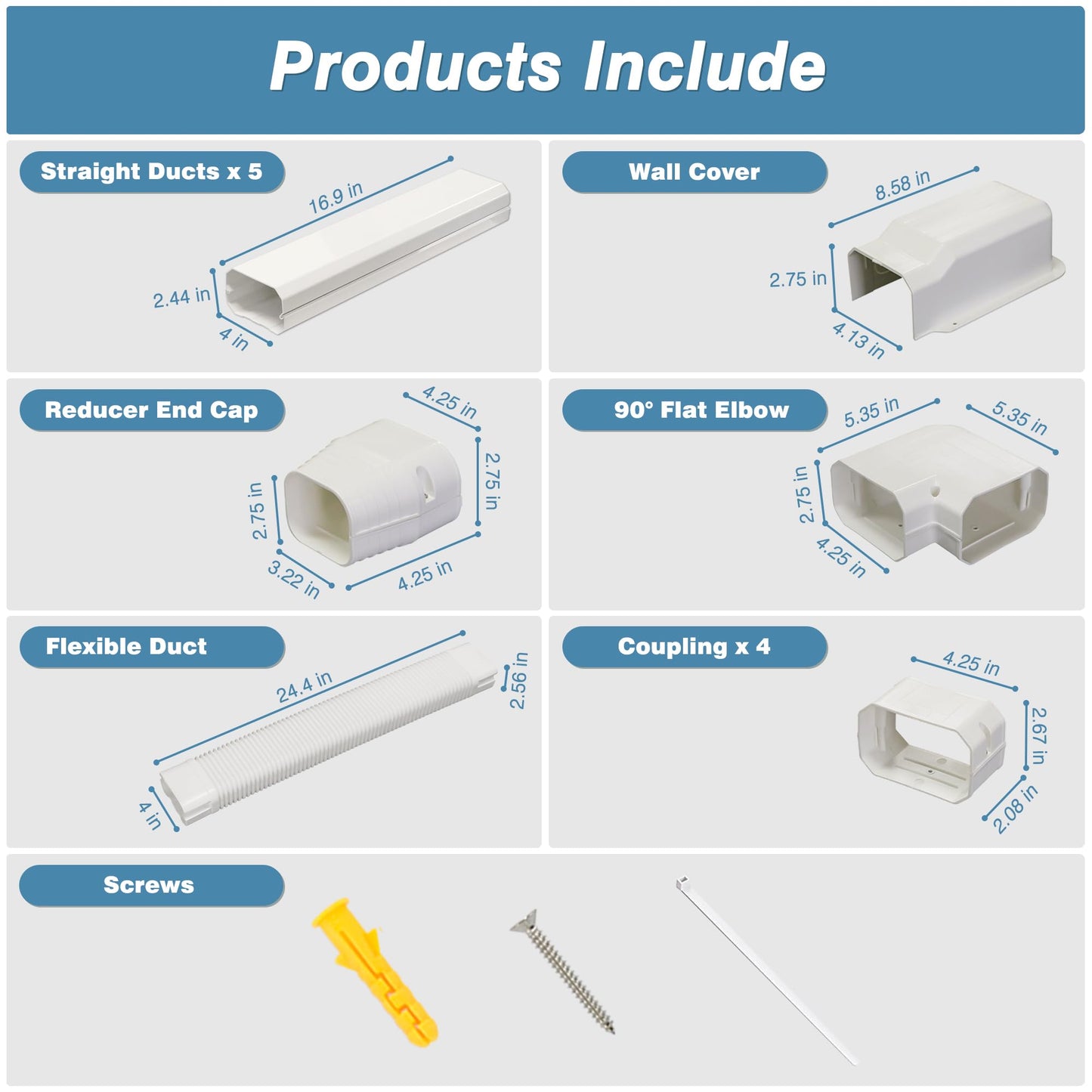 FRIOCASA 4" 10Ft Mini Split Line Set Cover,PVC line Set Cover kit for mini Split with Flexible Duct,Decorative Air Conditioner, HAVC and Heat Pumps