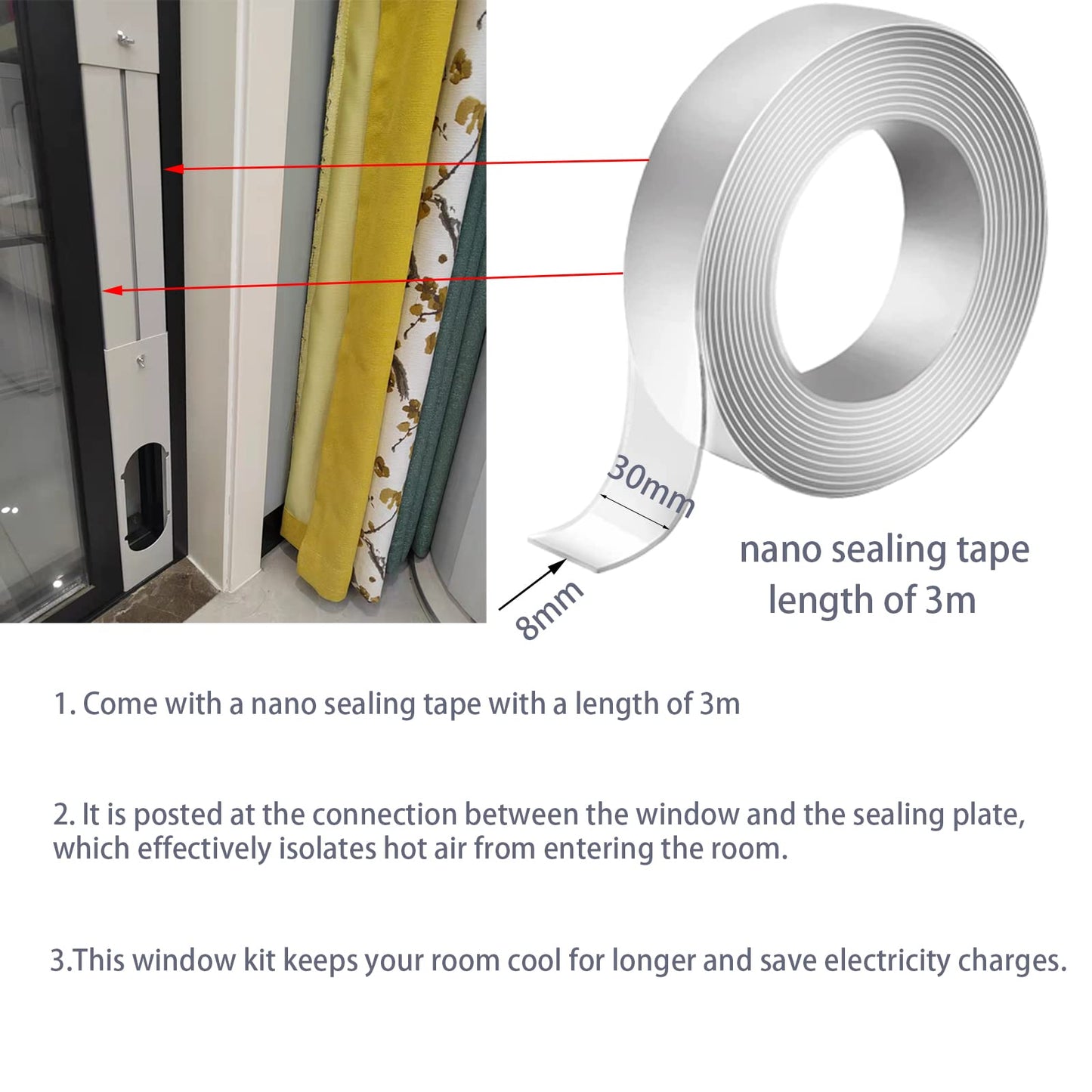 Portable Air Conditioner Window Kit with 5.1” Exhaust Hose, Adjustable Universal Window Seal for AC Unit… (5.1 inch with hose)