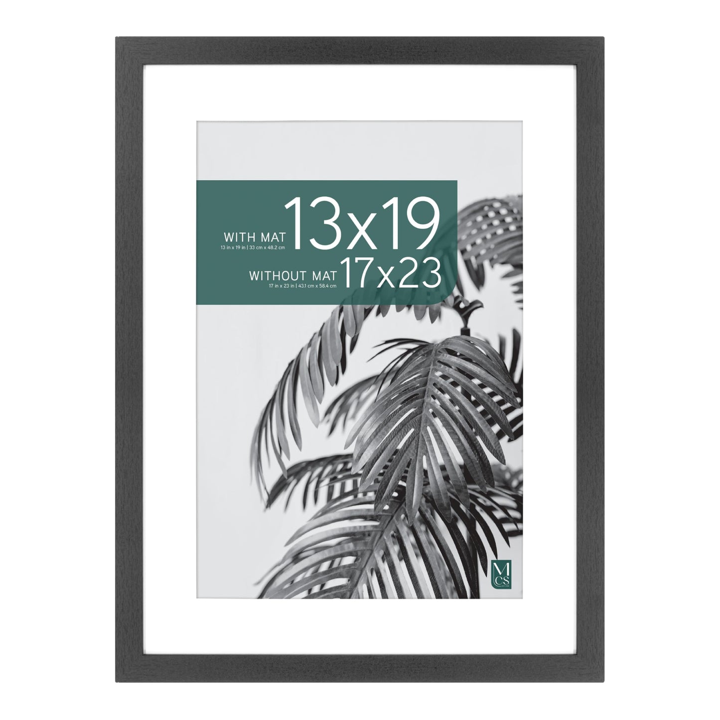 MCS Studio Gallery 17x23 Matted Poster Frame with 13x19 Picture Display, Black Woodgrain Engineered Wood Vertical & Horizontal Wall Hanging Large Picture Frame for Photos, Posters & Art Prints (1-Pack)
