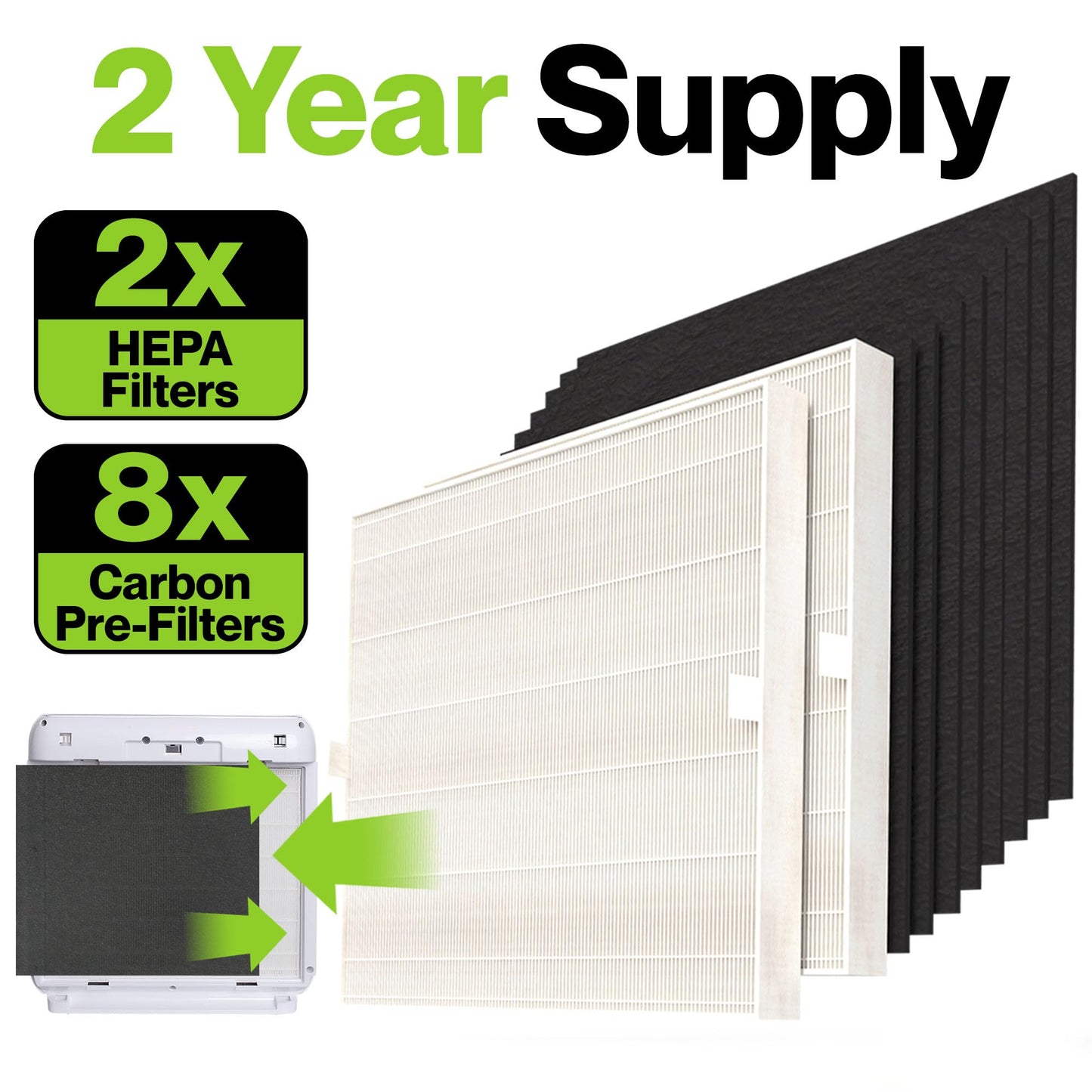 AP-1512HH HEPA Set Compatible with Coway Filter - 2 Year Supply - Compatible with Coway Airmega AP-1512HH & Airmega Filter Replacement - Helps Remove Smoke, Dust, Pollen, Dust, Debris, Pet Dander