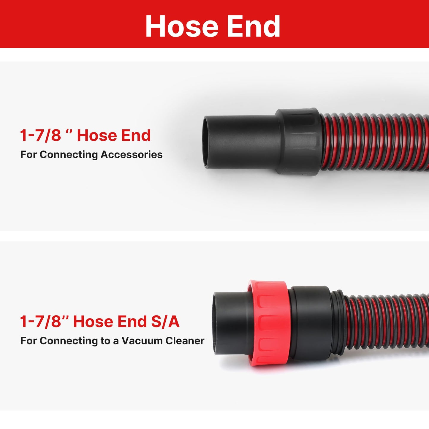 Shop-Vac Premium Universal Hose Plastic 12'X 1-7/8", Vacuum Hose Compatible with Rigid, Dewalt, Husky, Craftsman, Bauer, Masterforce Vacuum Cleaners