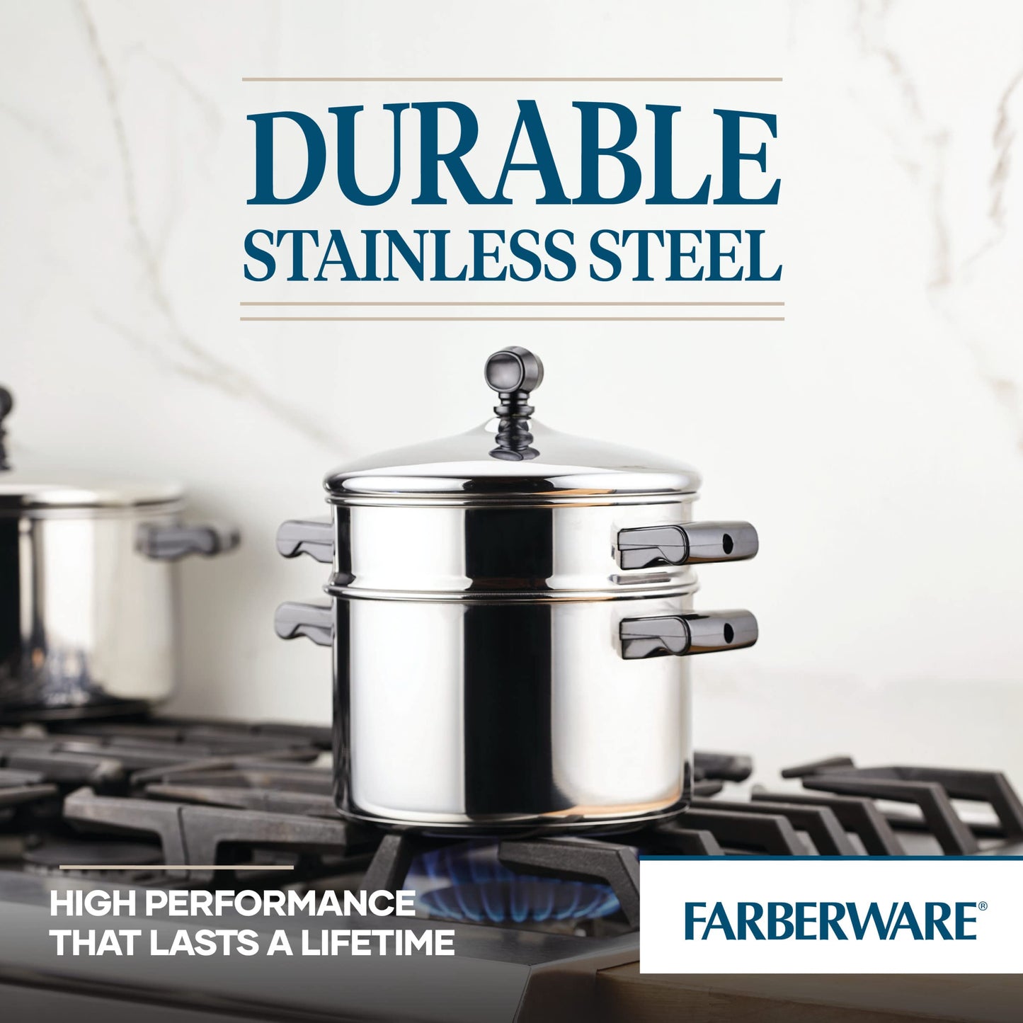 Farberware Classic Series Stainless Steel Stack 'n' Steam Sauce Pot and Steamer Set, Steamer Pot for Cooking, 3-Quart