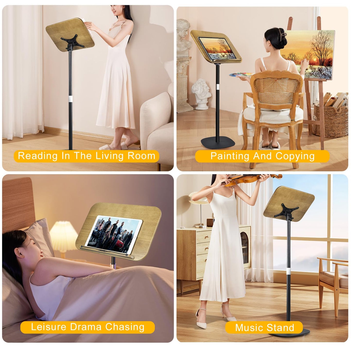 MAKUANG Music Stand for Sheet Music, 4-in-1 Book Holders for Reading Hands Free, Book Stand for Reading, Projector Stand with 180° Rotation Height Adjustable Book Holder Stand for Laptop - 170 cm