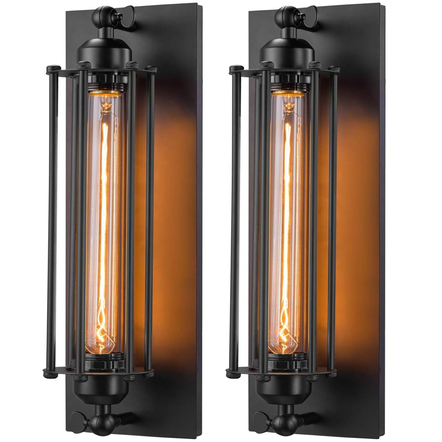 Licperron Sconces Wall Lighting, Industrial Black Wall Sconces Antique Wall Light Fixtures for Bedside, Bar, Restaurant, Hallway, Indoor&Outdoor Decor, E26 & E27 Bar Lights, UL Approval, 2 Pack