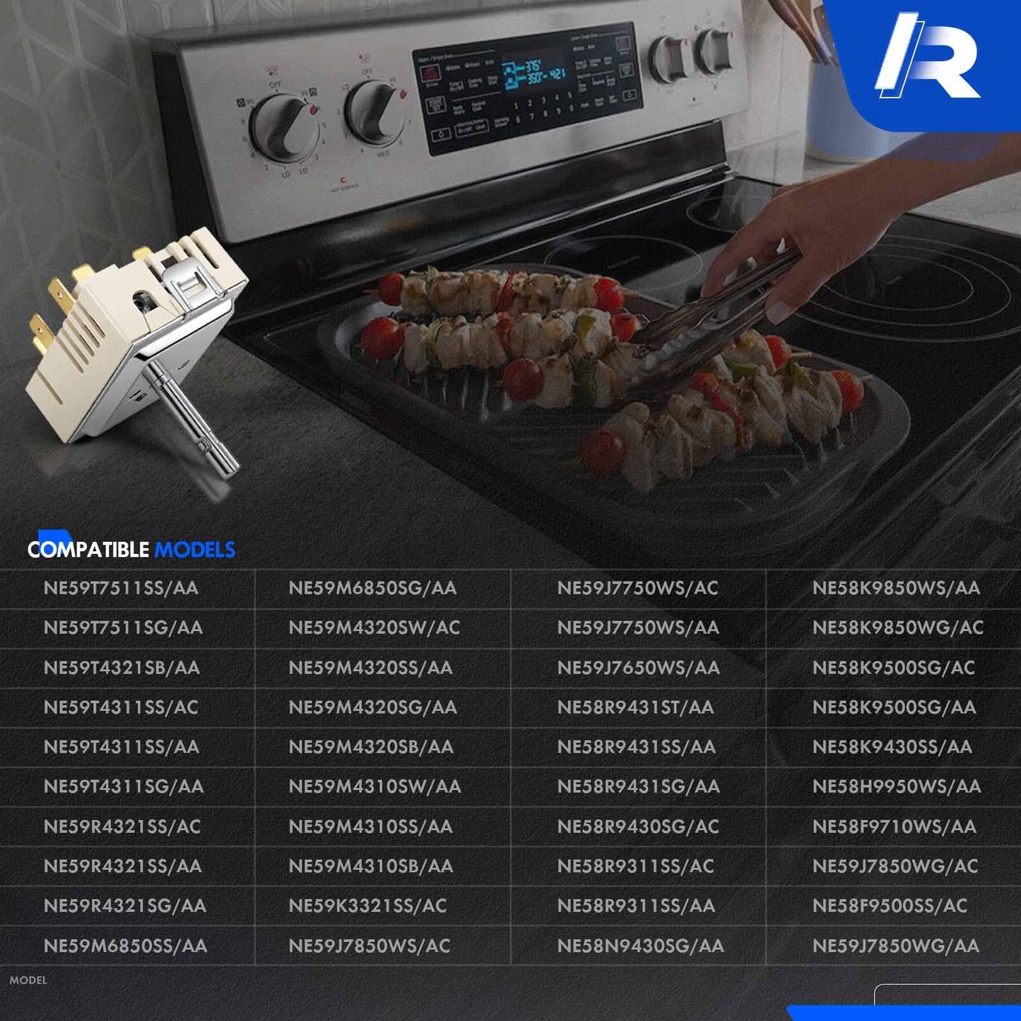 New DG44-01006B Range Surface Element Control Switch Fit for Samsung Electric Range - Oven/Stove, Better Than Oem Quality, PER001-12 D Fits Model NE59J7750WS NE58K9850WS NE59M4310SS and More
