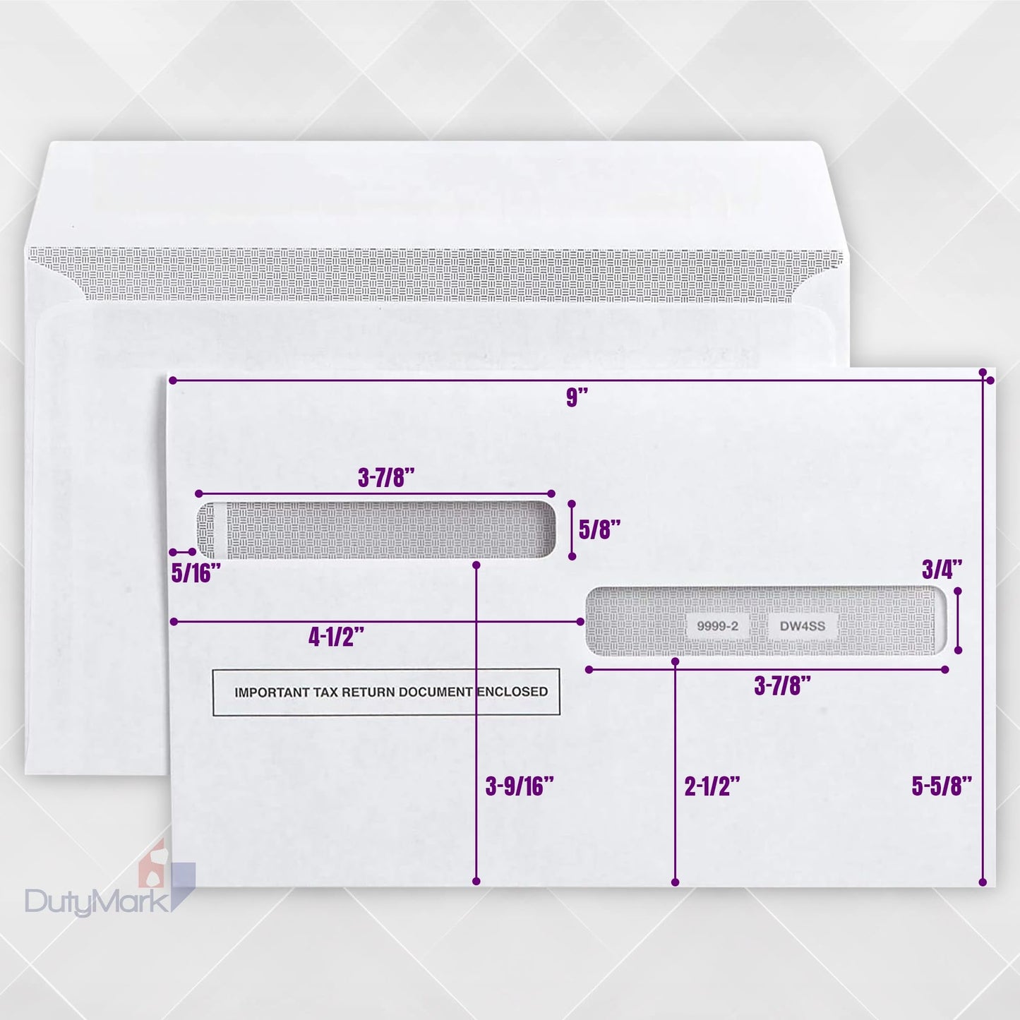 100 W2 Self-Seal Envelopes for W-2 4up Forms, Compatiable with QuickBooks Online, ADP Other Tax Software, 5 5/8” x 9”, Security Tint, 100 Pack
