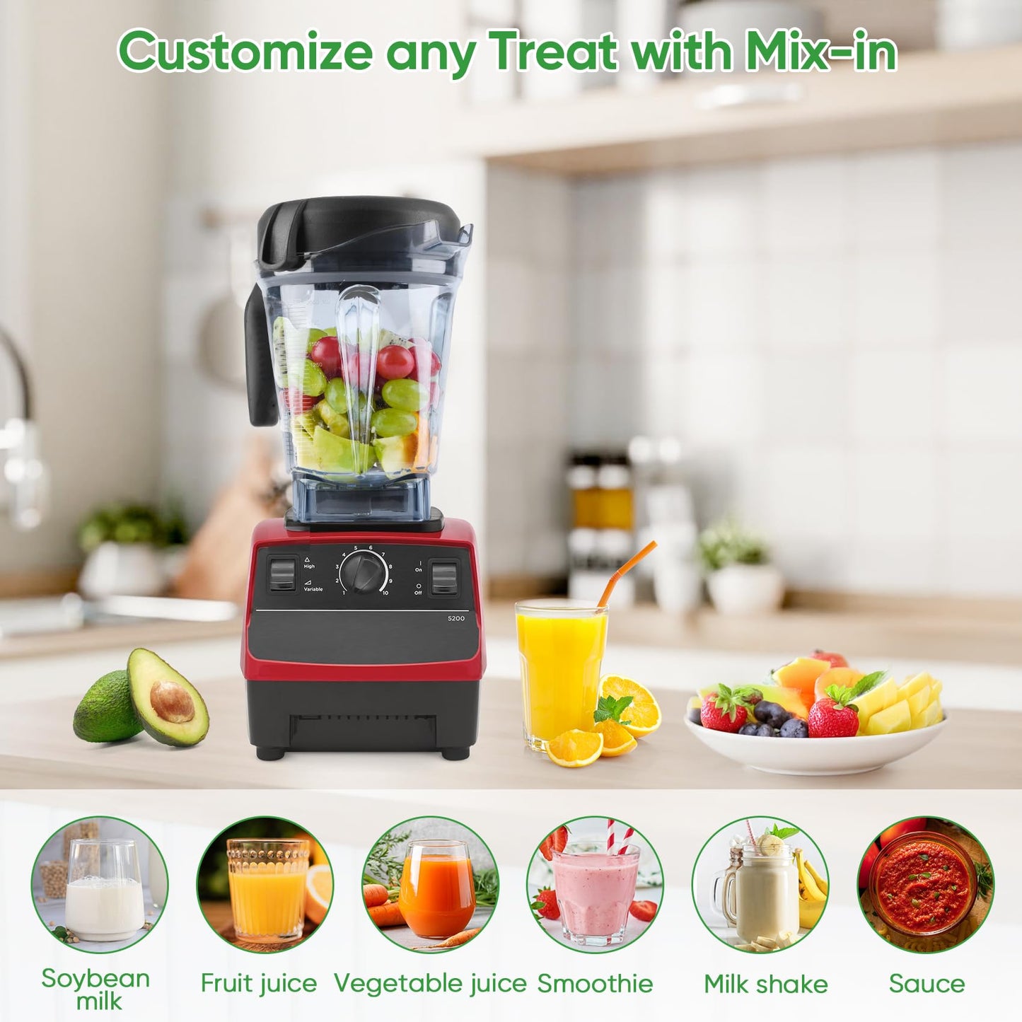 Blender Pitcher 64oz Low-Profile, Replacement Pitcher Container Jar Cup Compatible with 750, 5200, 5000, 6300, 7500, 7800, Vm0102, Vm0103, Vm0197, E310 Classic/Explorian/Commercial Series