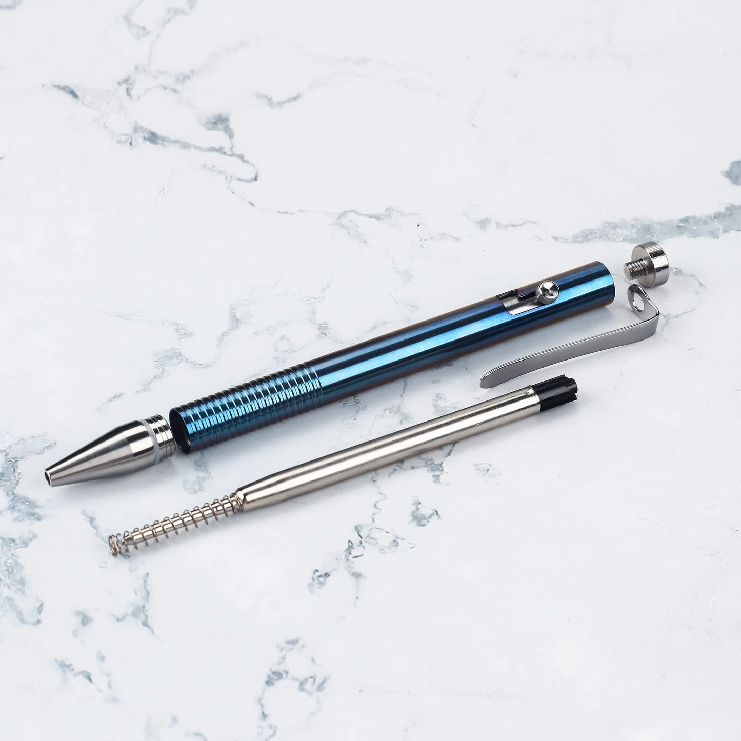 SMOOTHERPRO Titanium Bolt Action Pen Compatible with Parker Refill Durable Stainless Steel Pen Clip for EDC Pocket Business Collection Sandblasting Gray(Ti951)