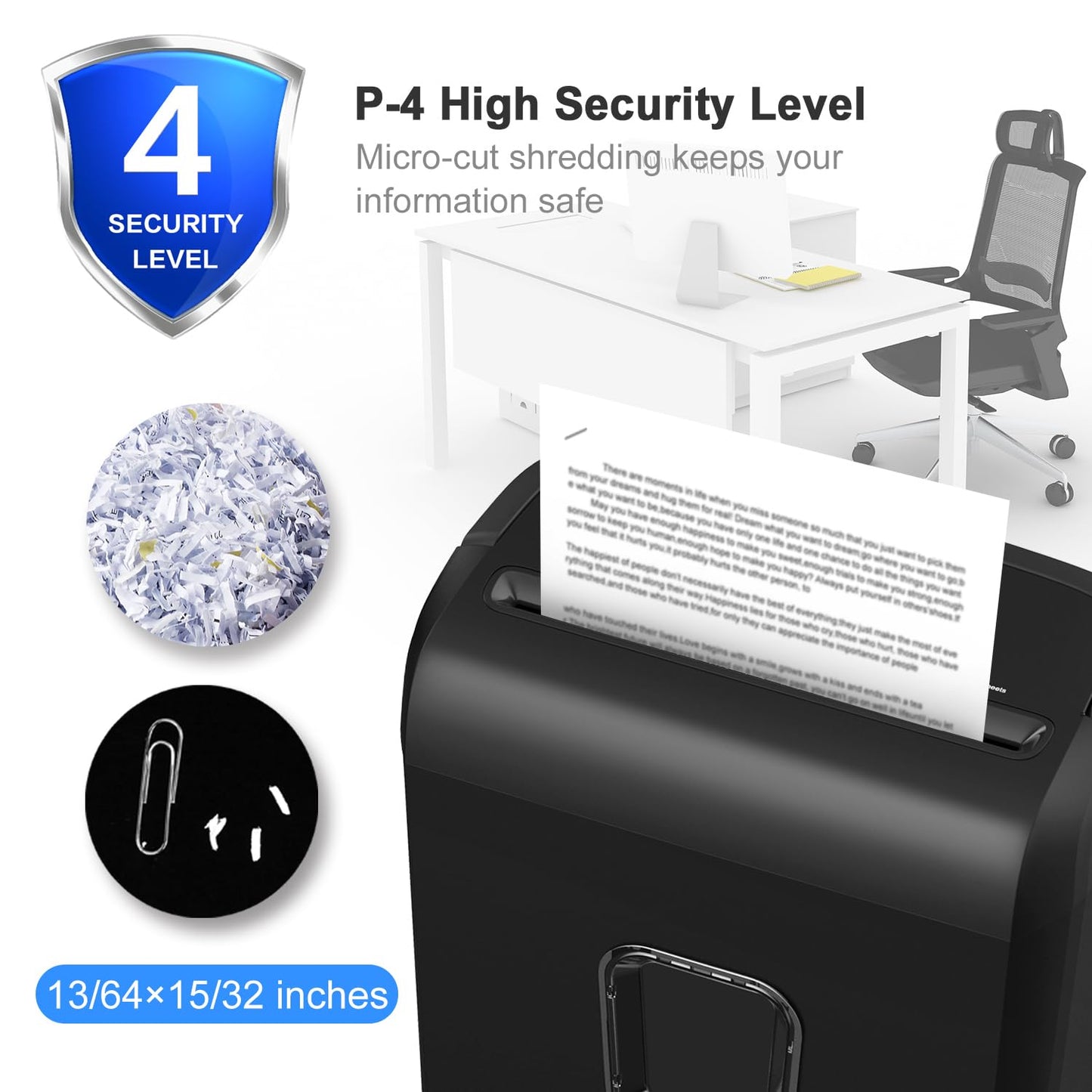 Bonsaii 6-Sheet Micro-Cut Paper Shredder, P-4 High-Security for Home & Small Office Use, Shreds Credit Cards/Staples/Clips, 3.4 Gallons Transparent Window Wastebasket, Black (C234-A)