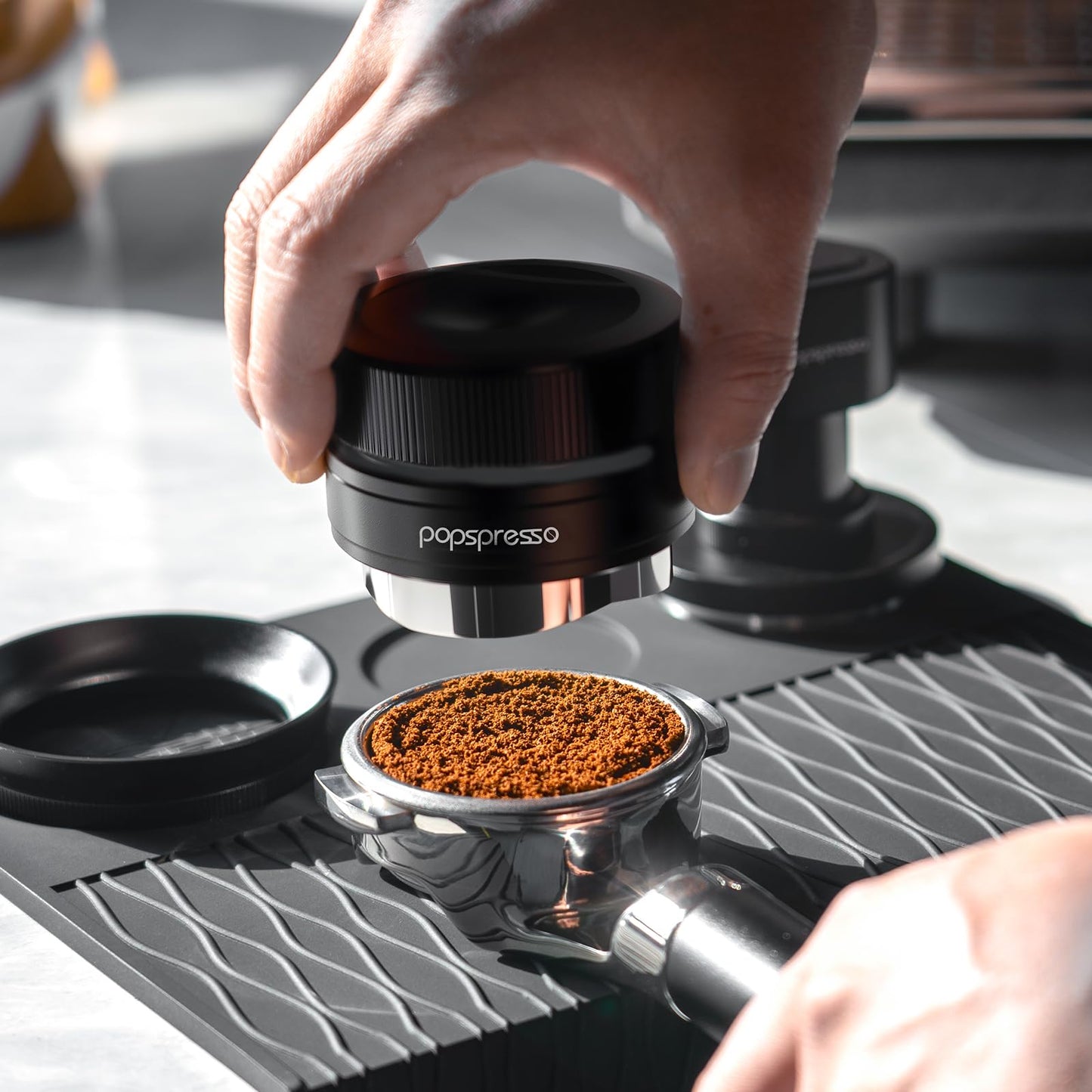 Popspresso 53.3mm Coffee Distributor, Dual Bearing & High Speed Spinning Magnetic Espresso Distributor, Coffee Leveler with 9-Blade Stainless Steel, Even Espresso Grounds in 1~2 Rotations, Non-stick