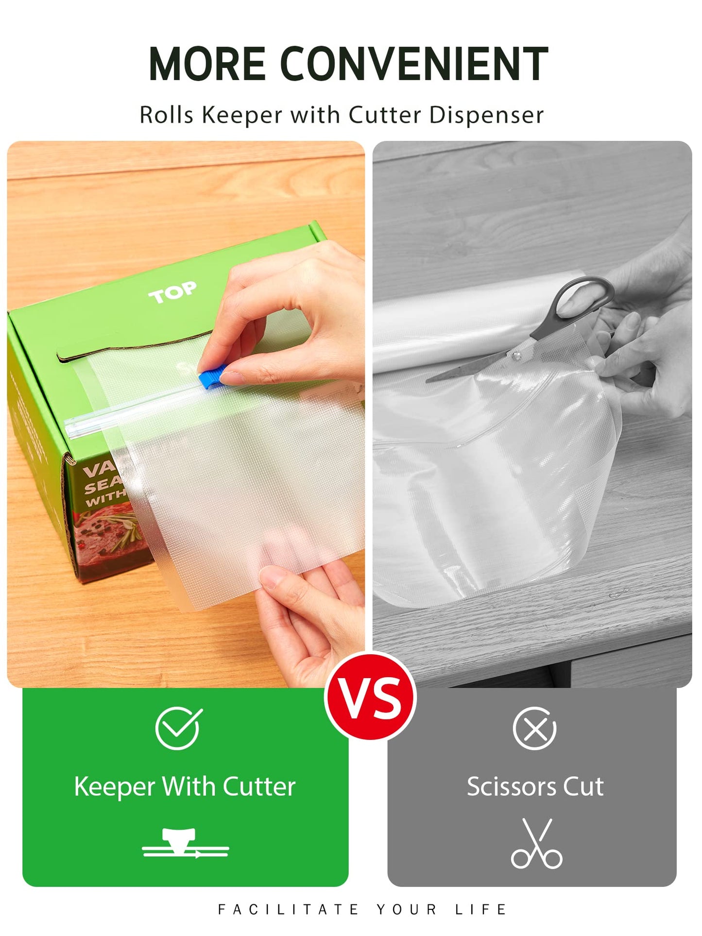 Syntus 11" x 150' Food Vacuum Seal Roll Keeper with Cutter Dispenser, Commercial Grade Vacuum Sealer Bag Rolls, BPA Free Food Vac Bags, Ideal for Storage, Meal Prep and Sous Vide