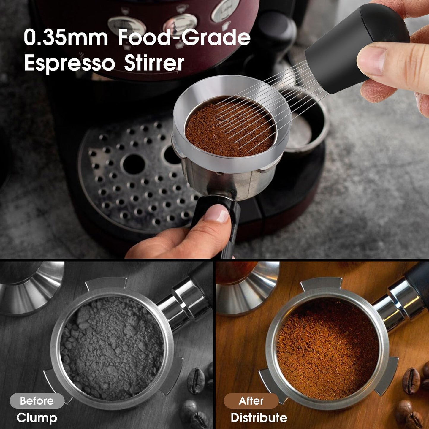Reoszeank 54mm Espresso Accessories Kit, Spring Loaded Calibrated Tamper, WDT Tool and Dosing Funnel Set Fits Breville 54 mm Espresso Coffee Machines and Portafilter