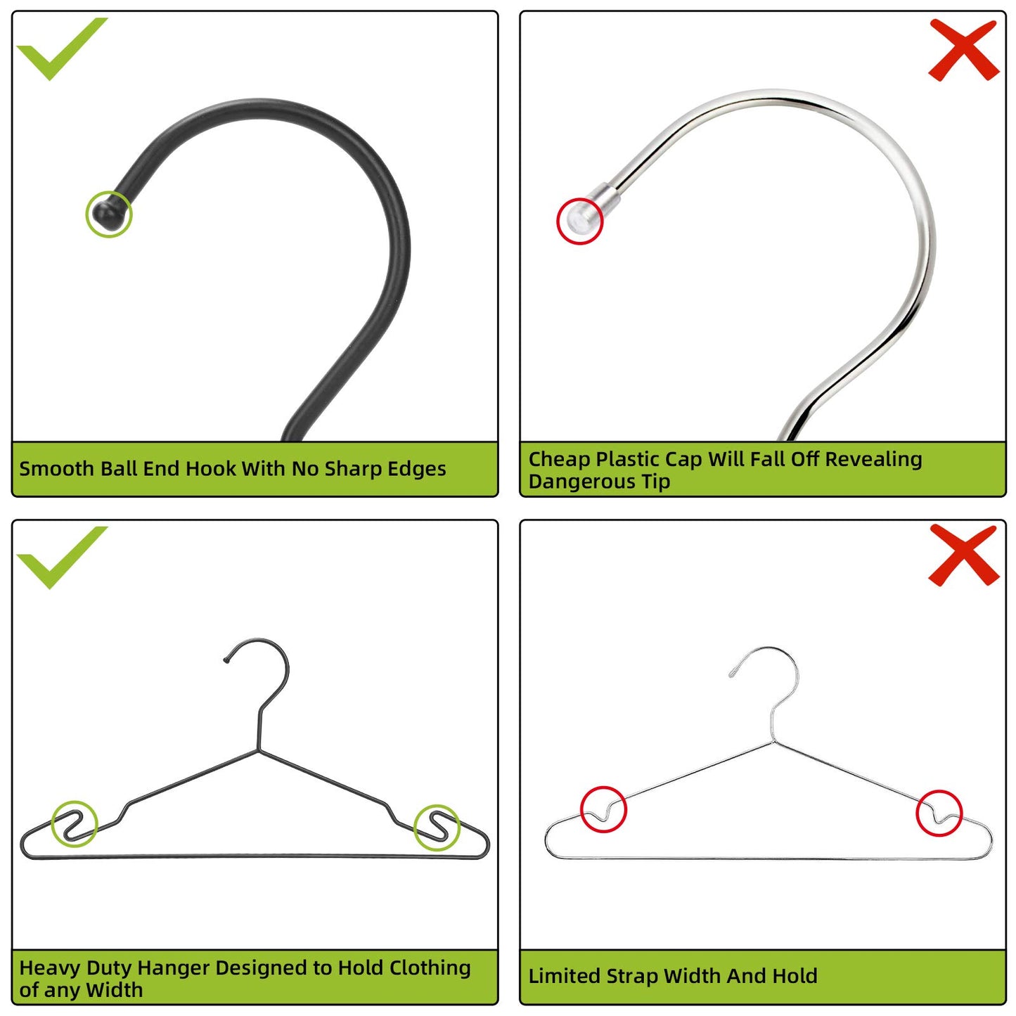 MLMD Lux Heavy Duty Metal Hangers with Unique Hook Design Durable & Sturdy Coat Hangers 4mm Thick Withstands 25lbs Weight Smooth Powder Coated Finish Compact Shirt Hangers - 40 Pack Black