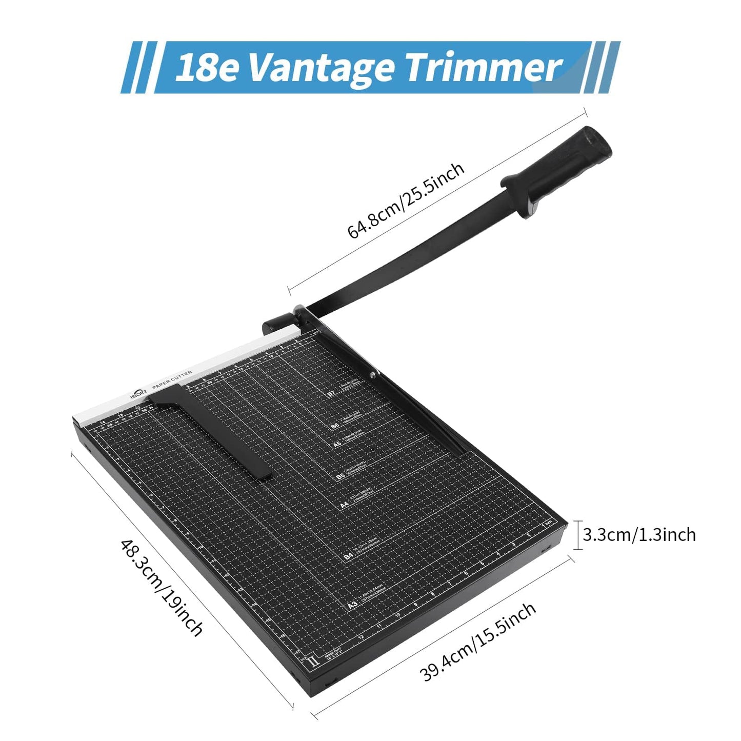 ISDIR Guillotine Paper Cutter 18" with Integrated Pressure Bar – Heavy Duty Metal Base, 15 sheet Capacity, Magnetic Guide & Safety Guard – Precision Trimmer for Cardstock, Crafts, DIY, Photos & Office
